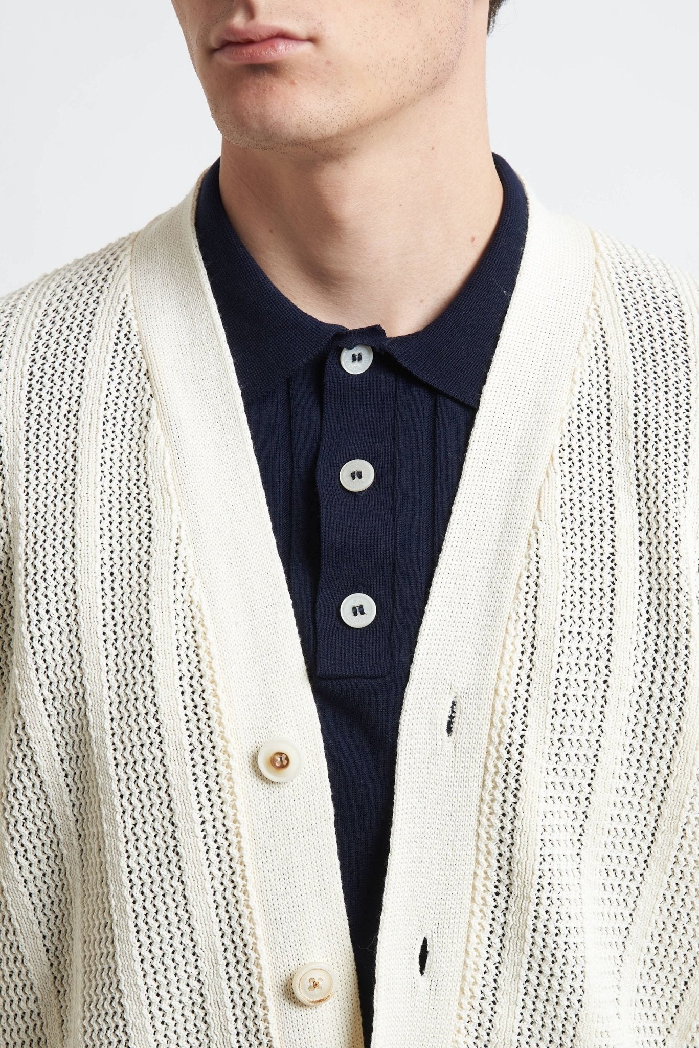 Cardigan Collo a V Multicolore con 5 Bottoni in Cotone - De Matteo Uomo