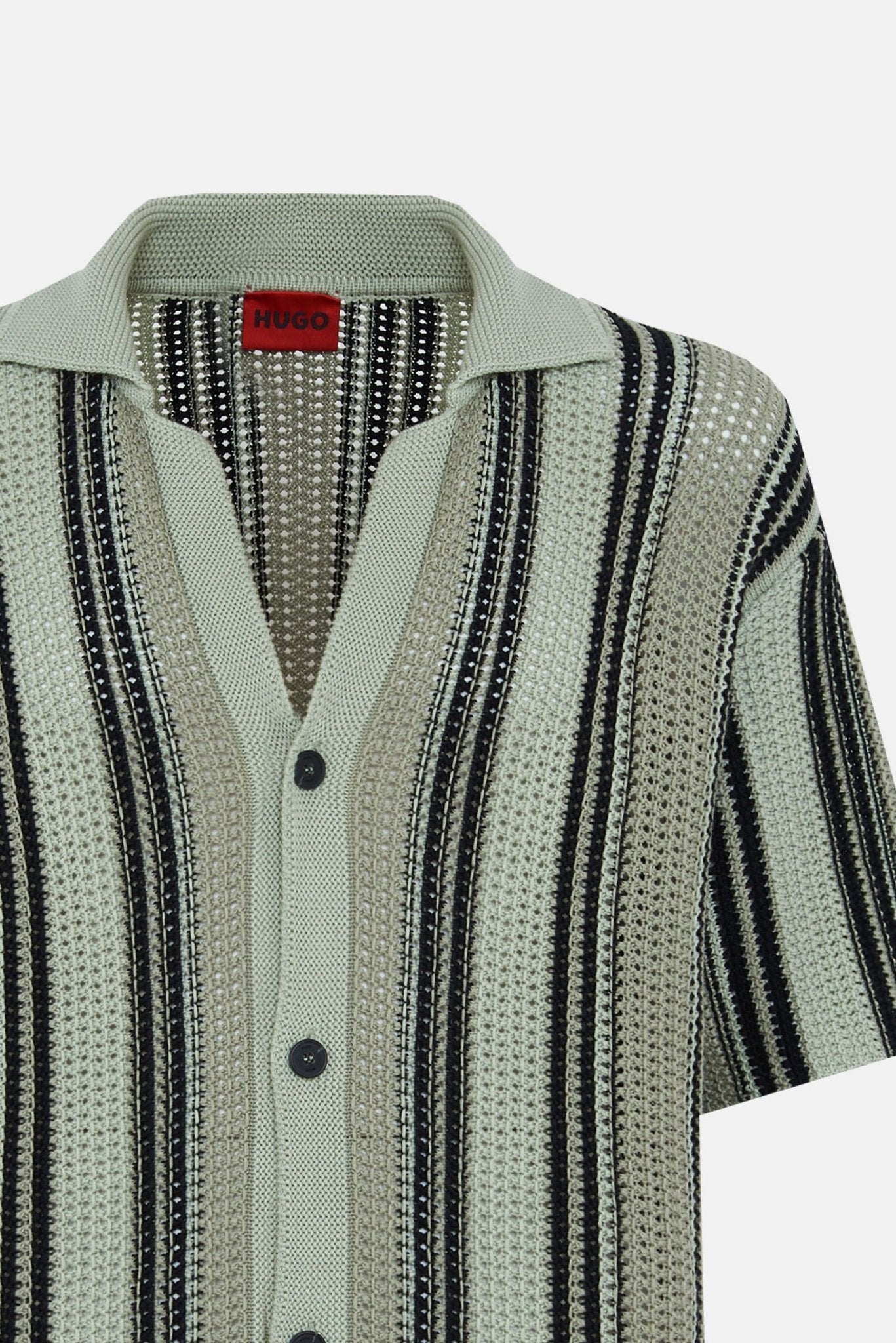 Cardigan Polo a Manica Corta con Righe Verticali 7362 - De Matteo Uomo