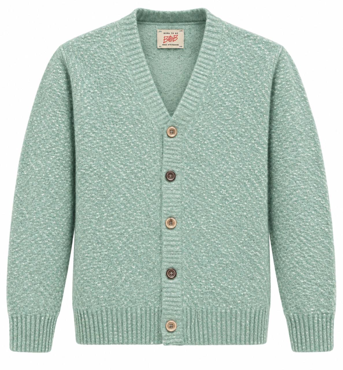 Cardigan Uomo Bouclé Color Menta - De Matteo Uomo