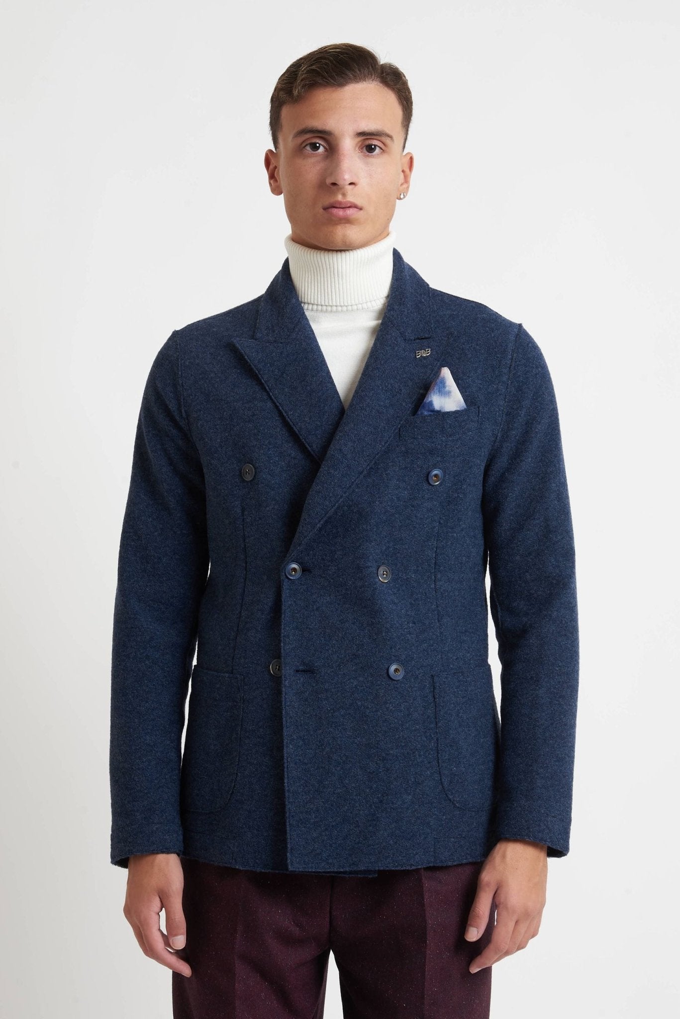 Giacca BOB doppiopetto taglio vivo tessuto maglia MODELLO BING 159 - De Matteo Uomo