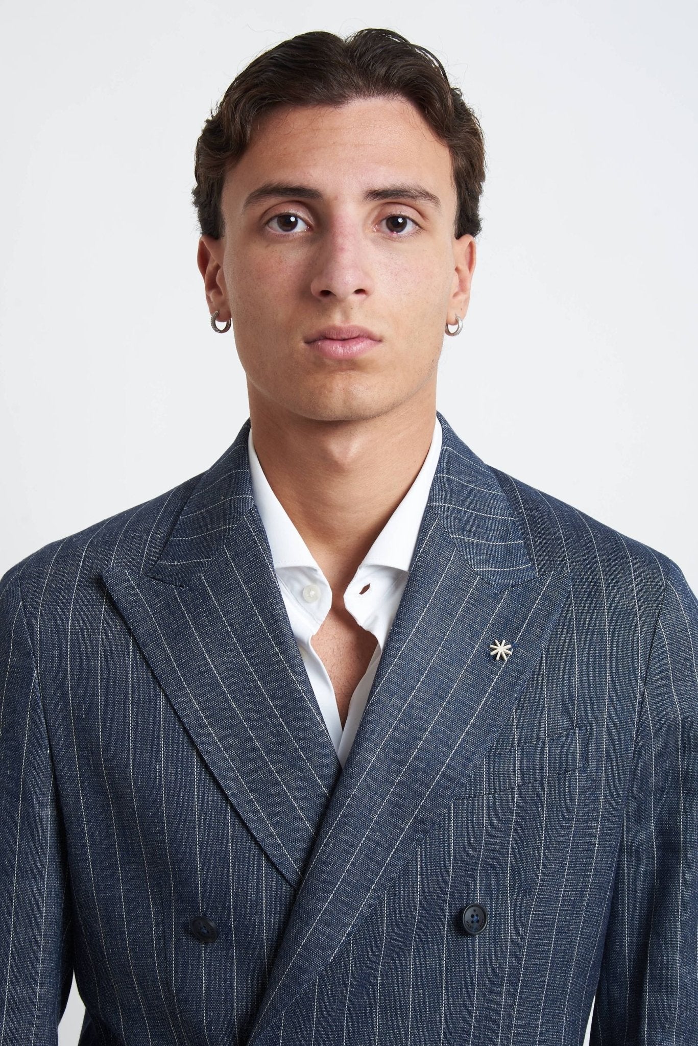 Giacca Doppiopetto con Rever a Lancia e Tasche a Toppa - De Matteo Uomo