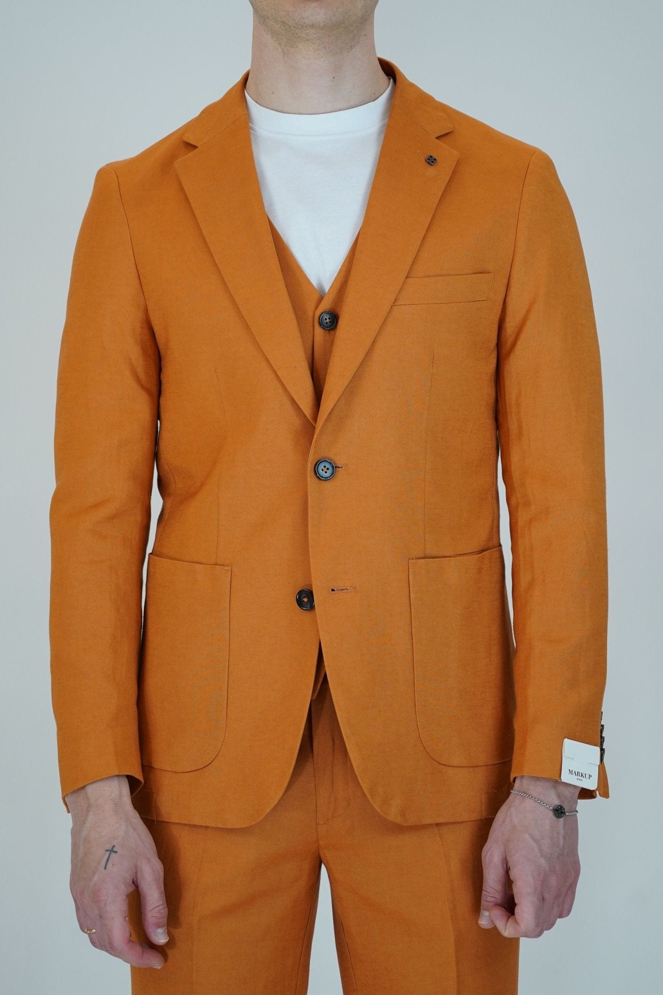 Giacca Sfoderata Monopetto in Lino e Rayon con Rever Classico - De Matteo Uomo