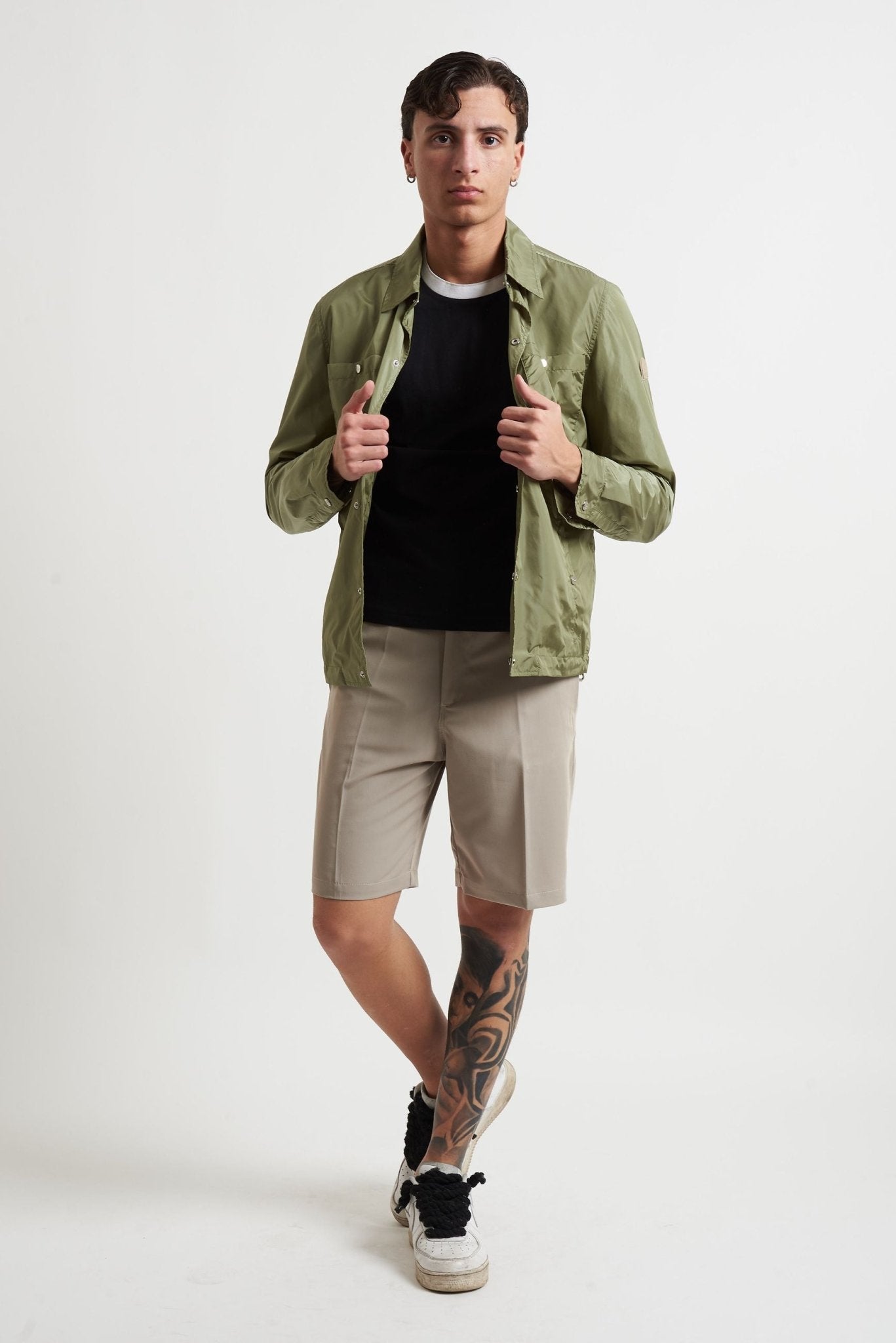 Giubbino Estivo Impermeabile in Nylon con Collo Camicia e Tasche Frontali - De Matteo Uomo