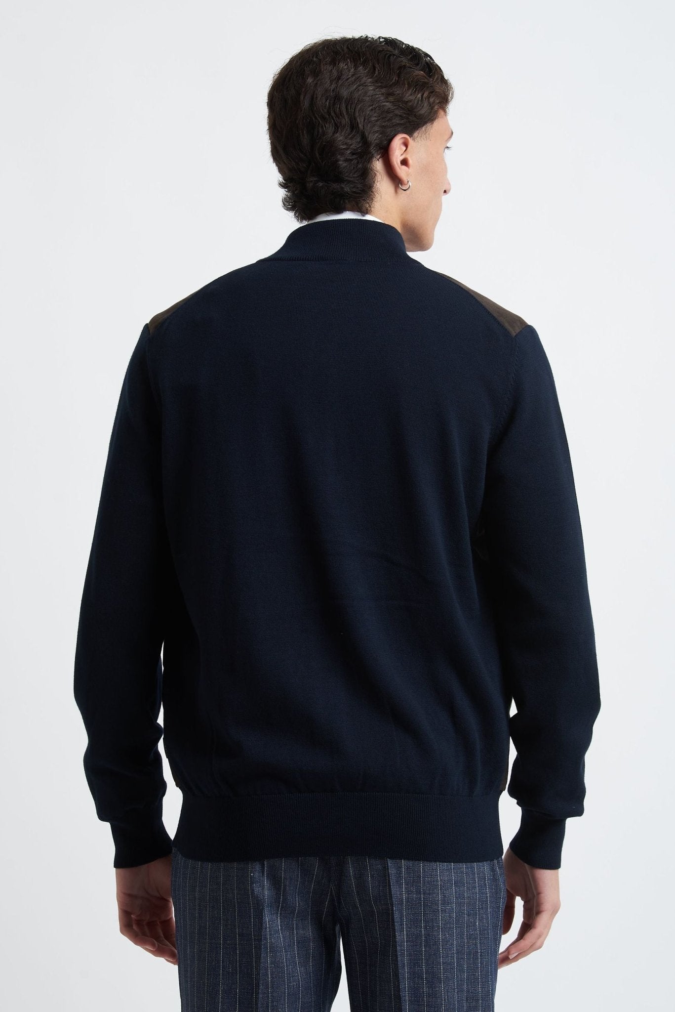 Giubbino in Maglia con Inserti Eco Renna e Chiusura Zip - De Matteo Uomo