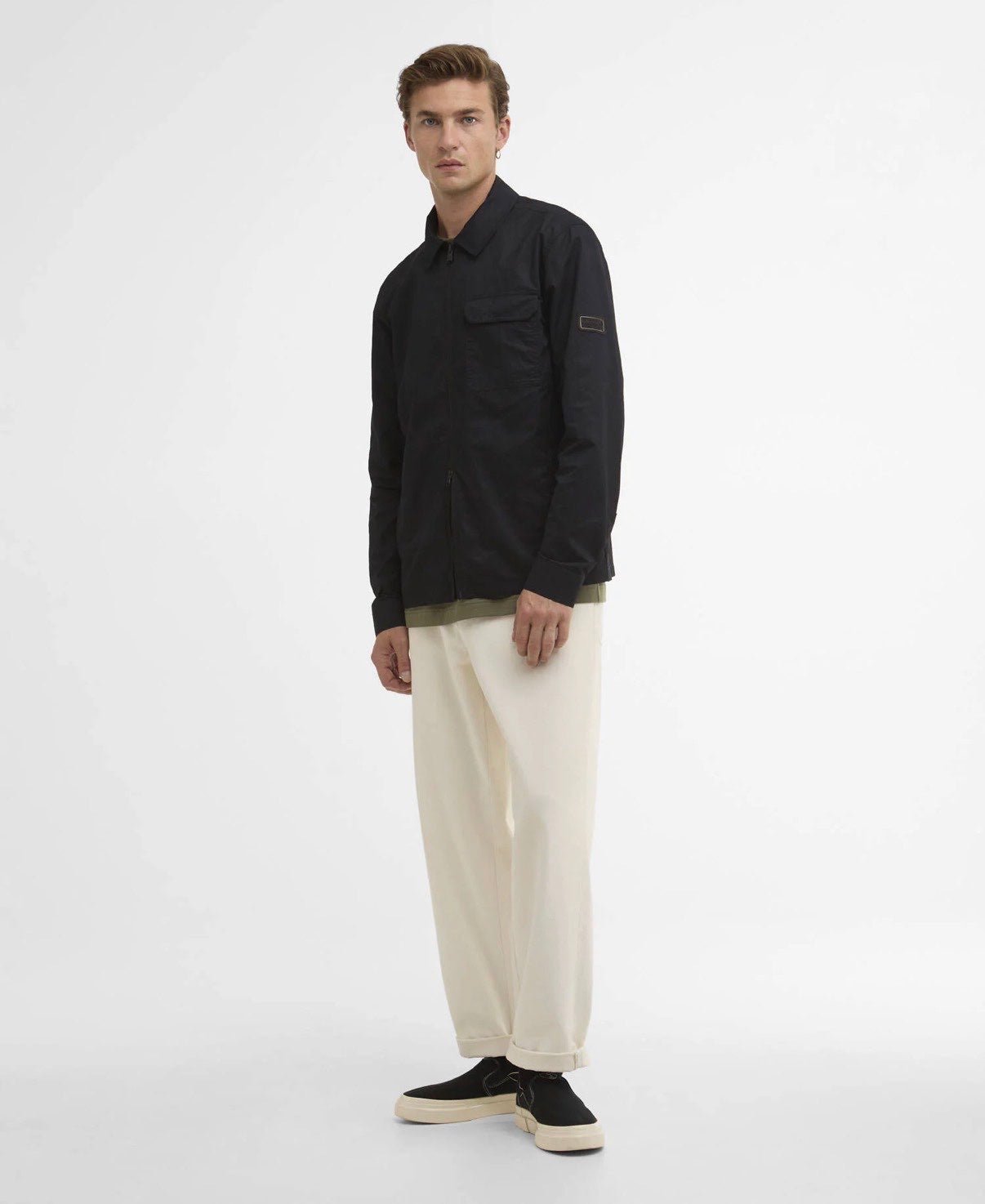 Giubbino Leggero in Nylon con Collo Camicia e Tascone Petto bk11 - De Matteo Uomo