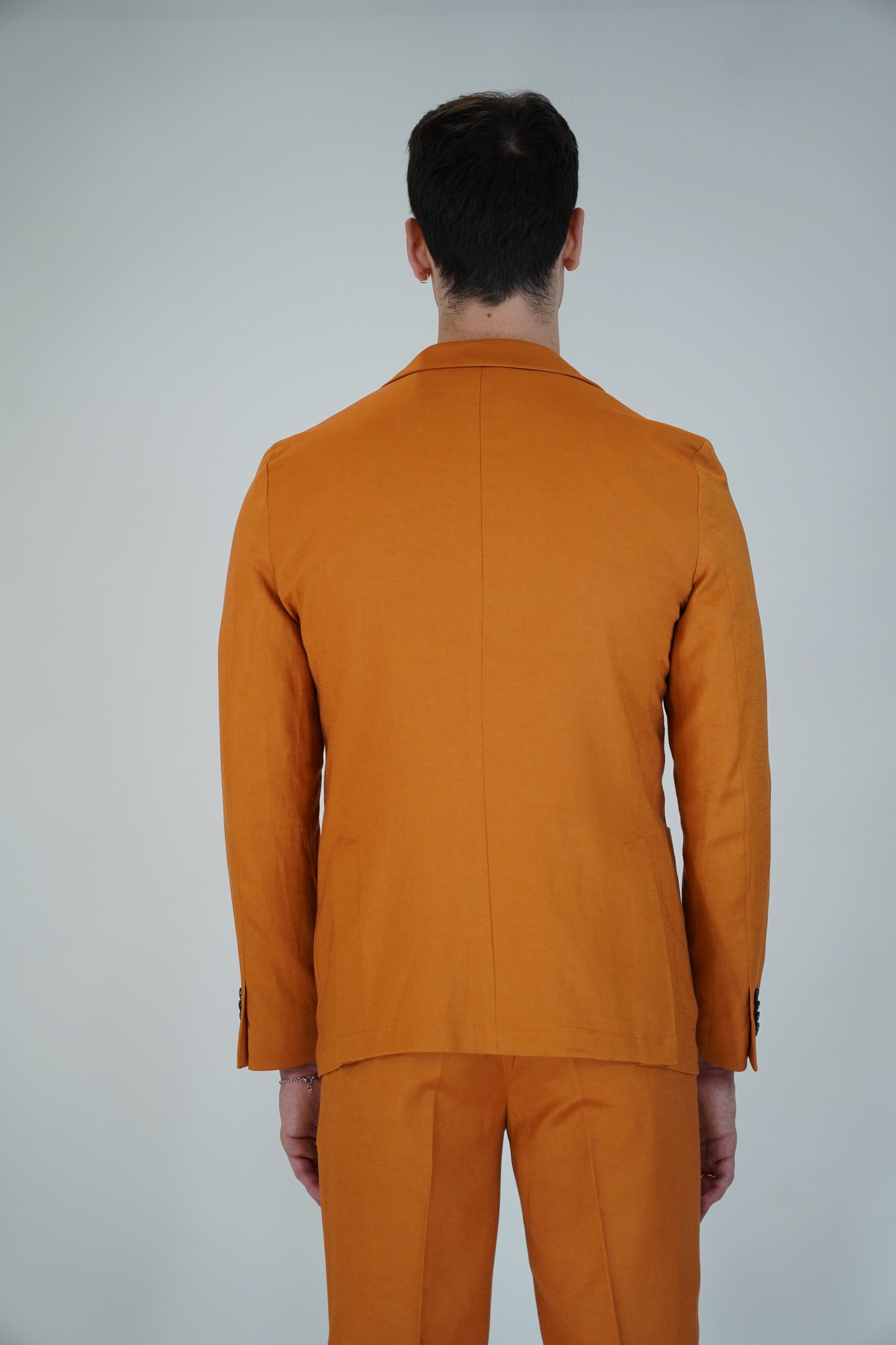 Giacca Sfoderata Monopetto in Lino e Rayon con Rever Classico