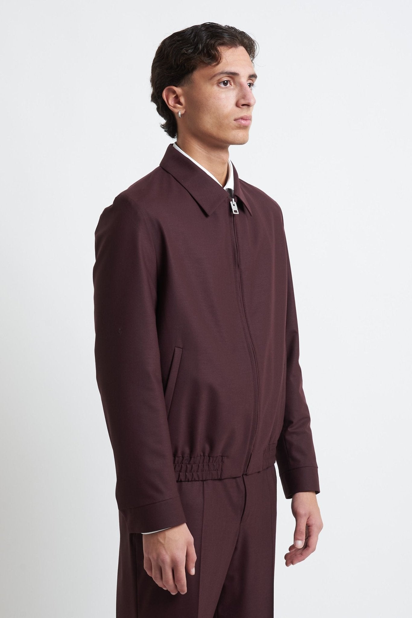 Jacket con Cerniera, Collo Camicia e Tasche a Friso - De Matteo Uomo