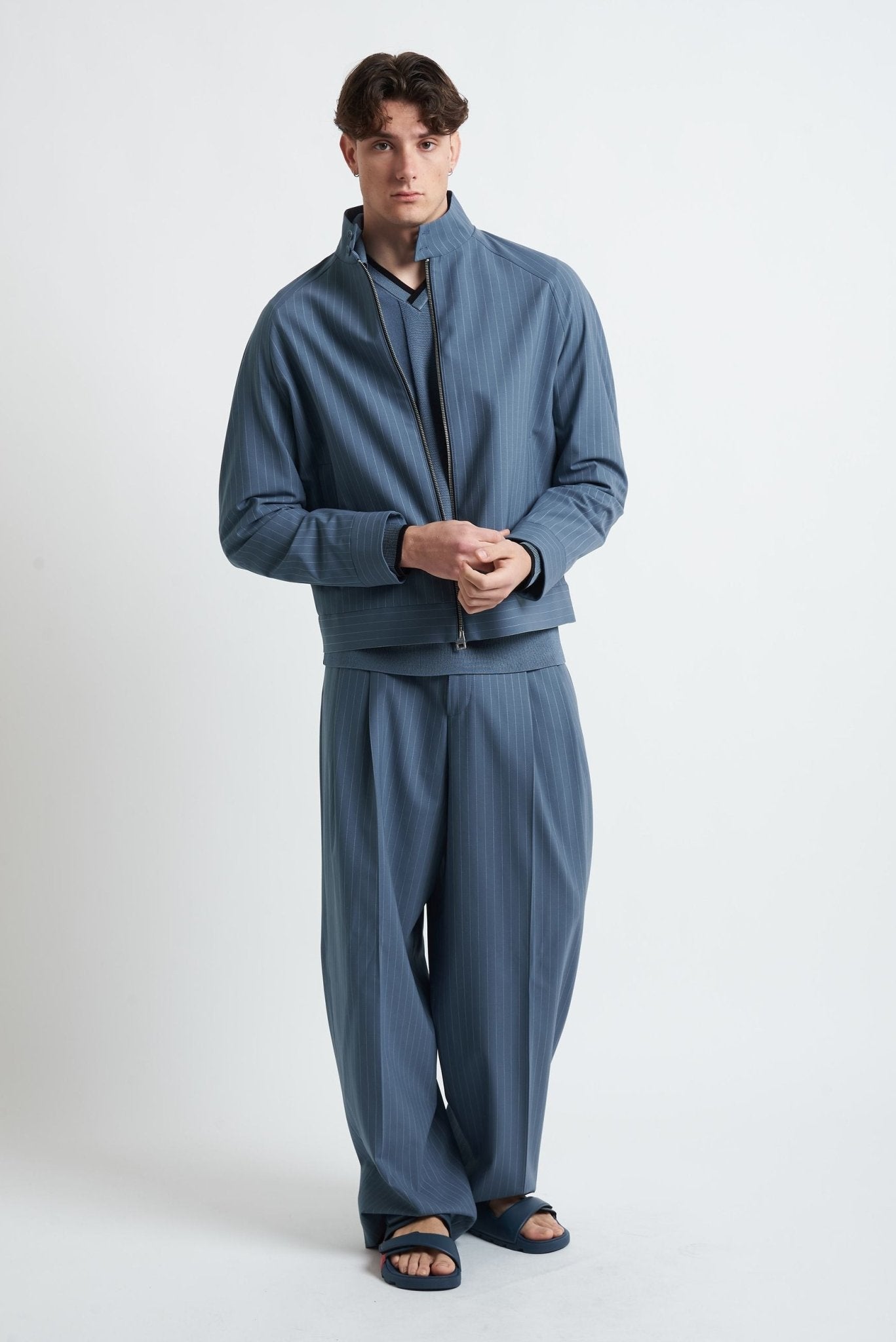 Jacket con Cerniera, Tasca a Filo Frontale e Manica Raglan - De Matteo Uomo