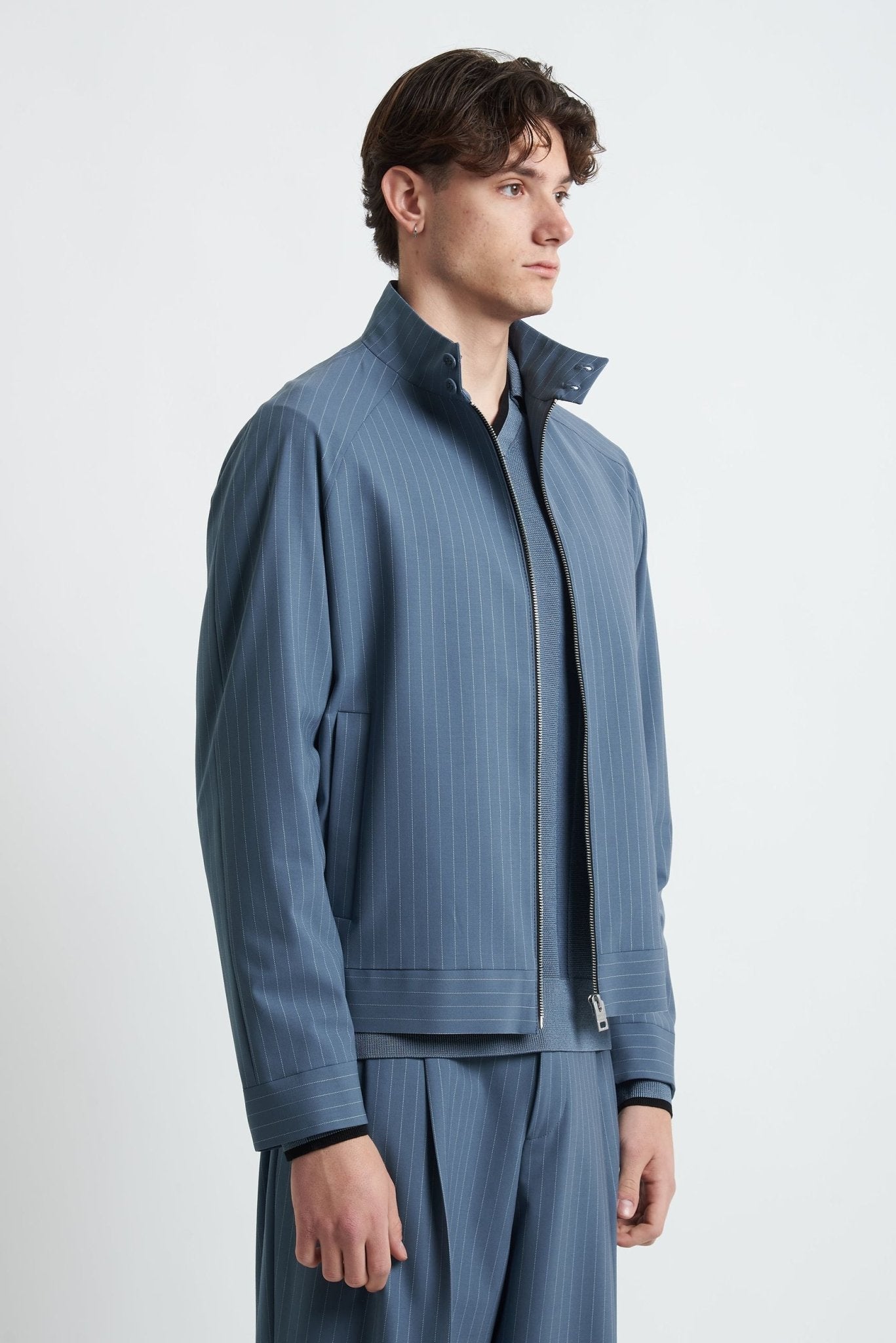 Jacket con Cerniera, Tasca a Filo Frontale e Manica Raglan - De Matteo Uomo