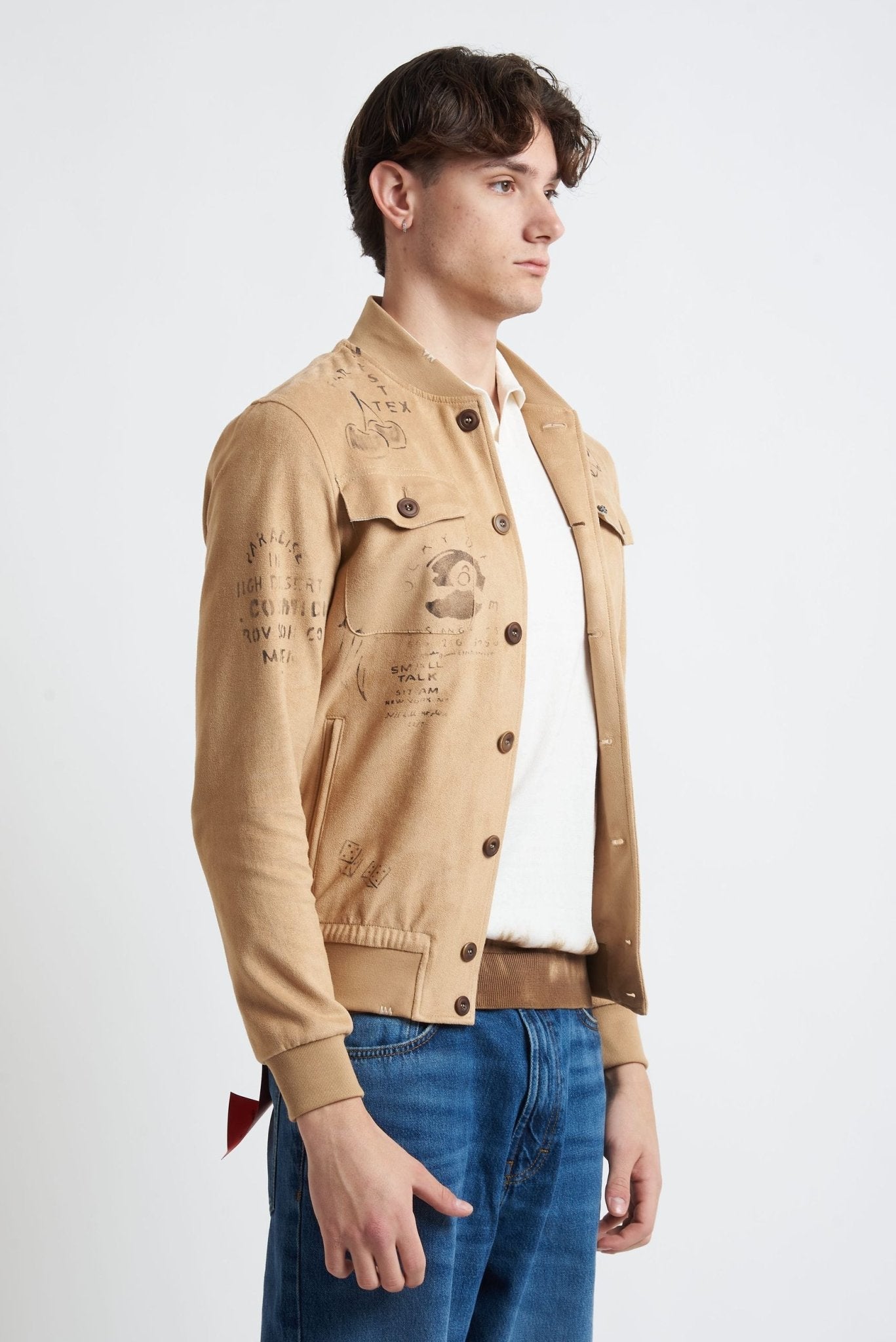 Jacket Dipinta a Mano con Chiusura a Bottoni e Tasche Funzionali - De Matteo Uomo