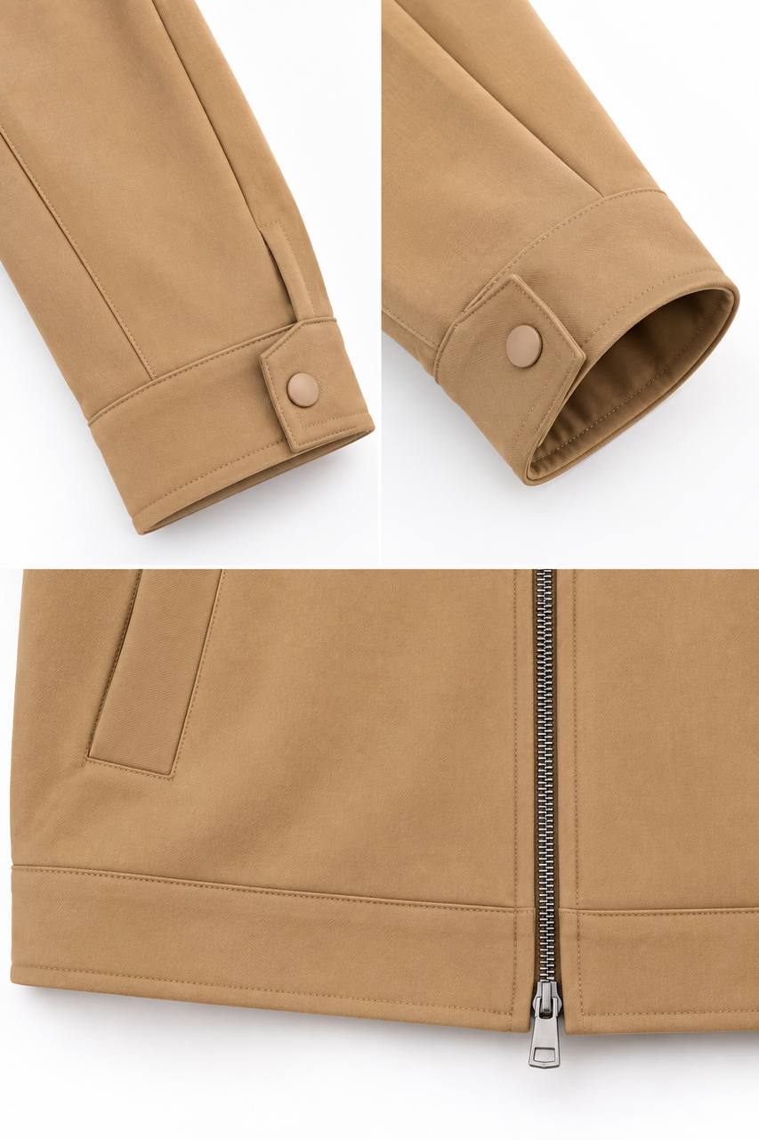 Jacket Uomo Beige con Cerniera in Lana - De Matteo Uomo