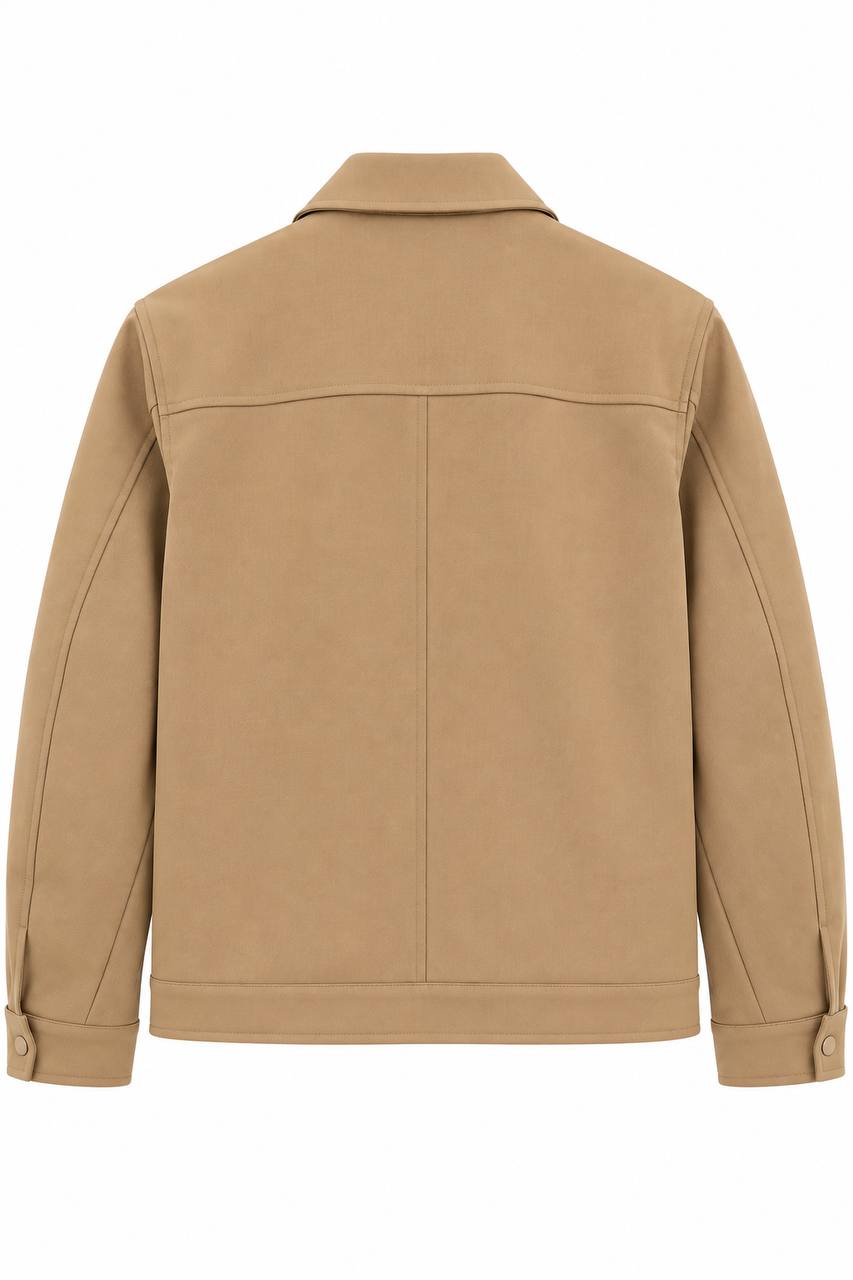 Jacket Uomo Beige con Cerniera in Lana - De Matteo Uomo