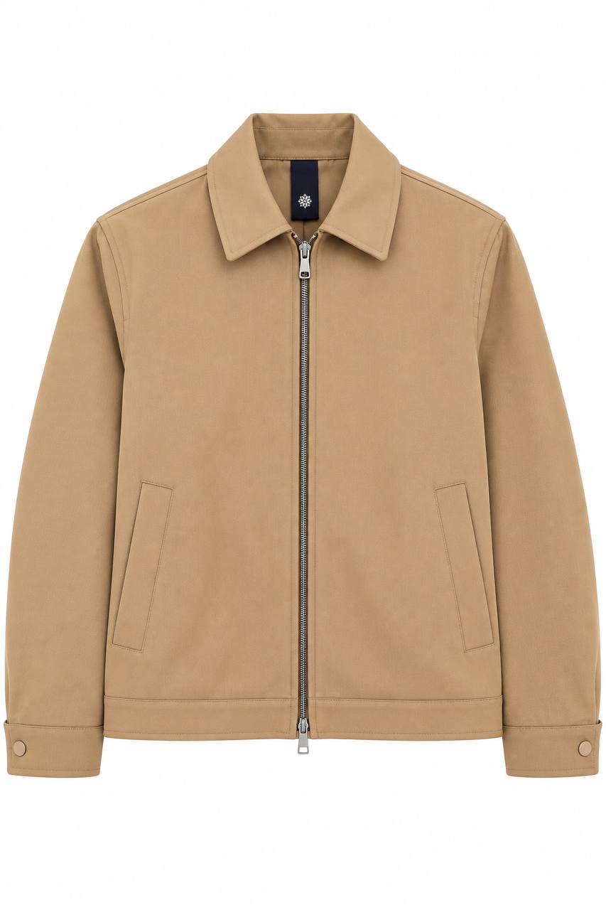 Jacket Uomo Beige con Cerniera in Lana - De Matteo Uomo