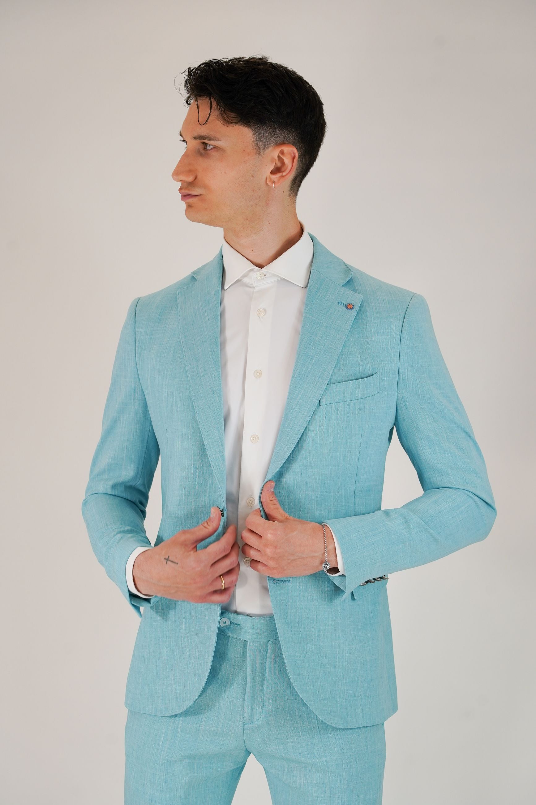 BHARNABA Abito Uomo Monopetto Due Bottoni in Metallo e Rever Classico MODELLO ABS720
