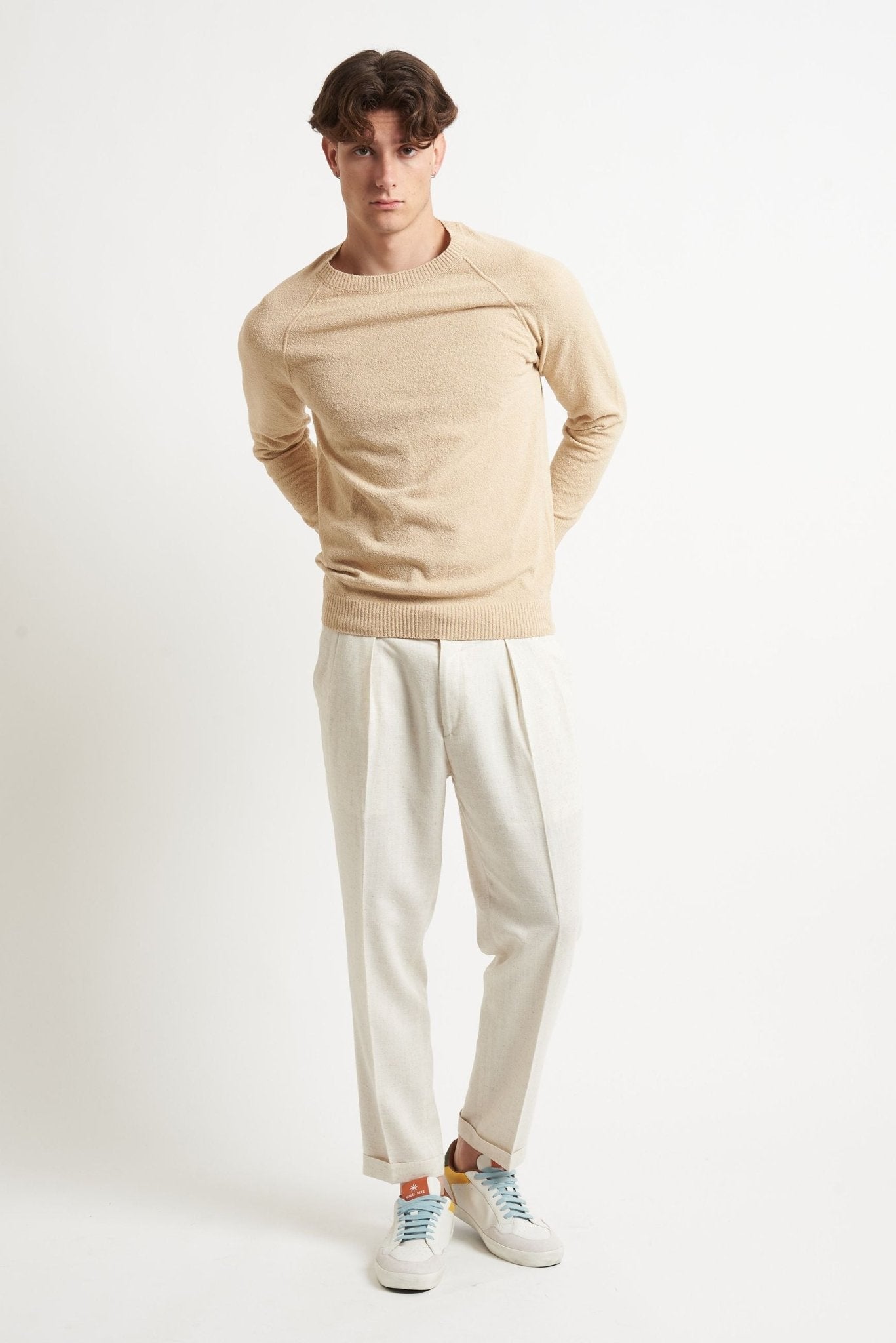 Maglia Basic in Cotone Effetto Spugna con Manica Raglan - De Matteo Uomo