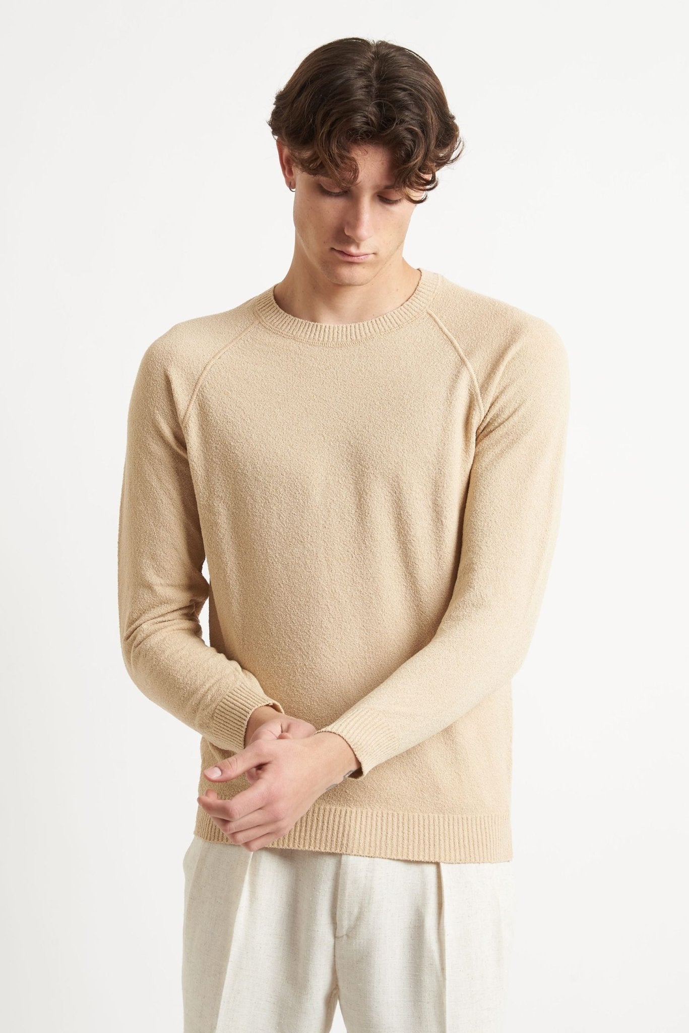 Maglia Basic in Cotone Effetto Spugna con Manica Raglan - De Matteo Uomo