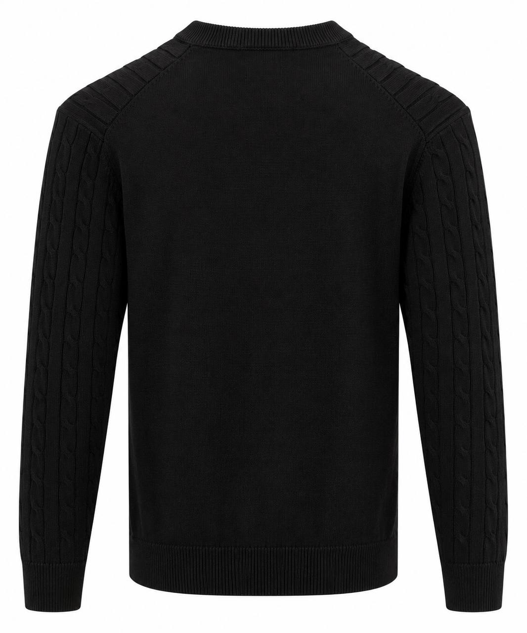 Maglia girocollo fantasia intreccio nera - De Matteo Uomo