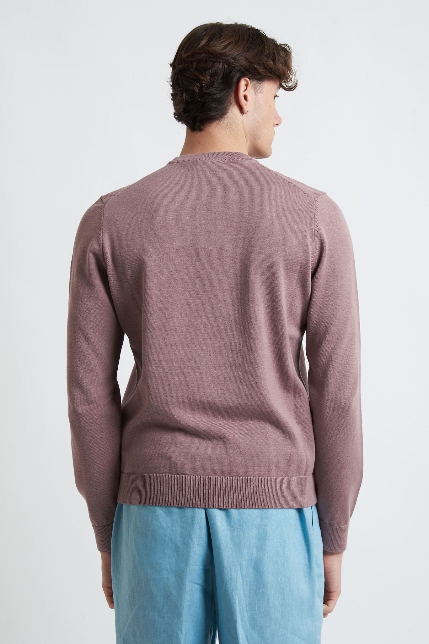 Maglia Girocollo Manica Lunga in Cotone con Logo Frontale - De Matteo Uomo
