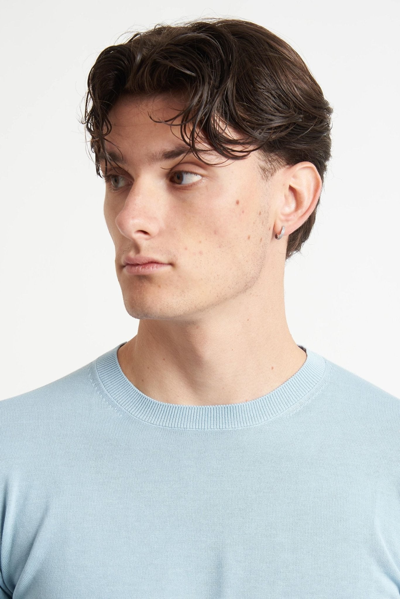 Maglia Girocollo Manica Lunga in Cotone con Polsi e Fondo Elasticizzati - De Matteo Uomo