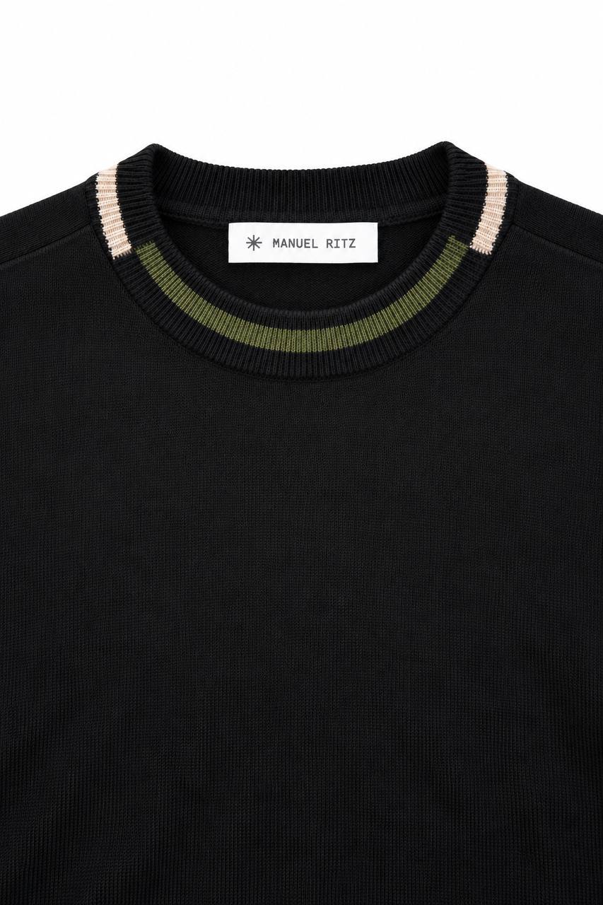 Maglia Uomo Basic con Collo e Maniche a Contrasto - De Matteo Uomo