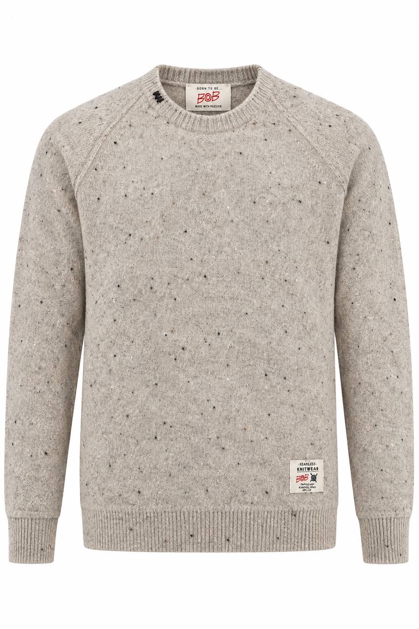 Maglia Uomo Girocollo Beige Sale e Pepe in Alpaca e Lana - De Matteo Uomo
