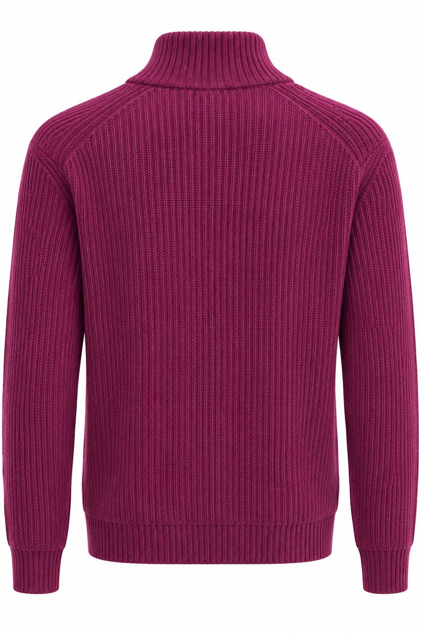 Maglione Uomo con Mezza Zip e Collo Alto in Lana e Cotone - De Matteo Uomo