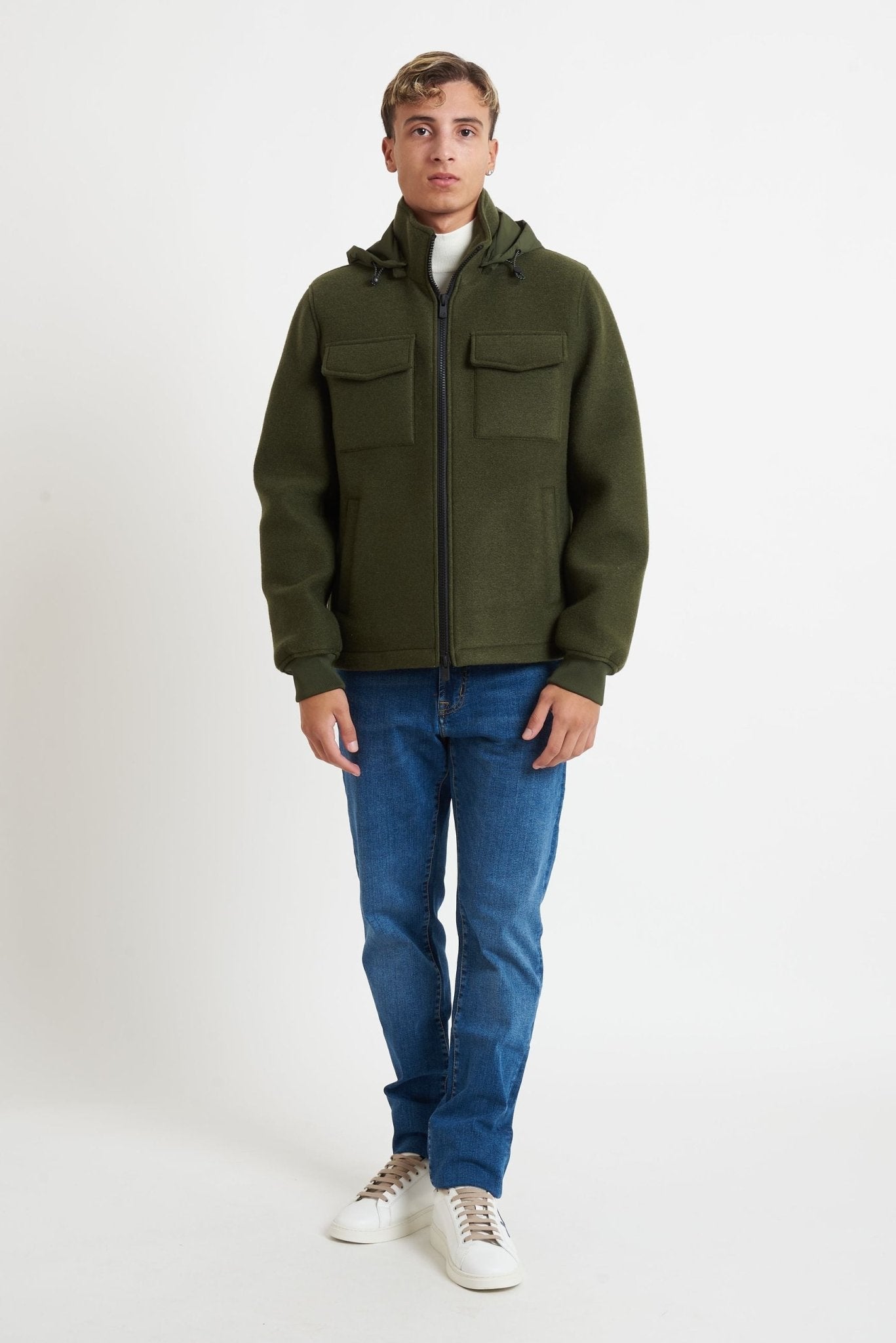 MANUEL RITZ Bomber Uomo con Cappuccio Staccabile Jersey e Neoprene 3732H8417C 243806 - De Matteo Uomo