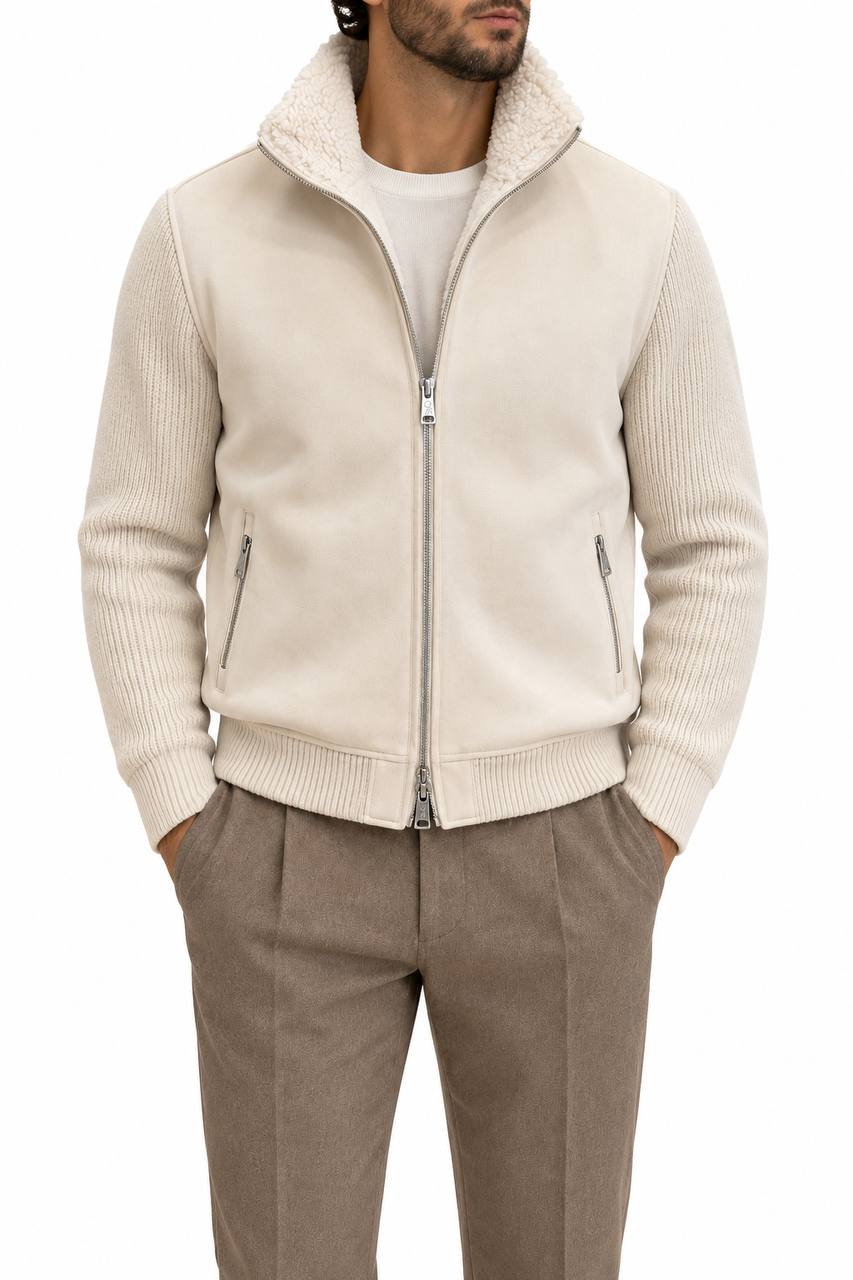 Montone Uomo con Interno in Pelliccia e Maniche in Maglia - De Matteo Uomo