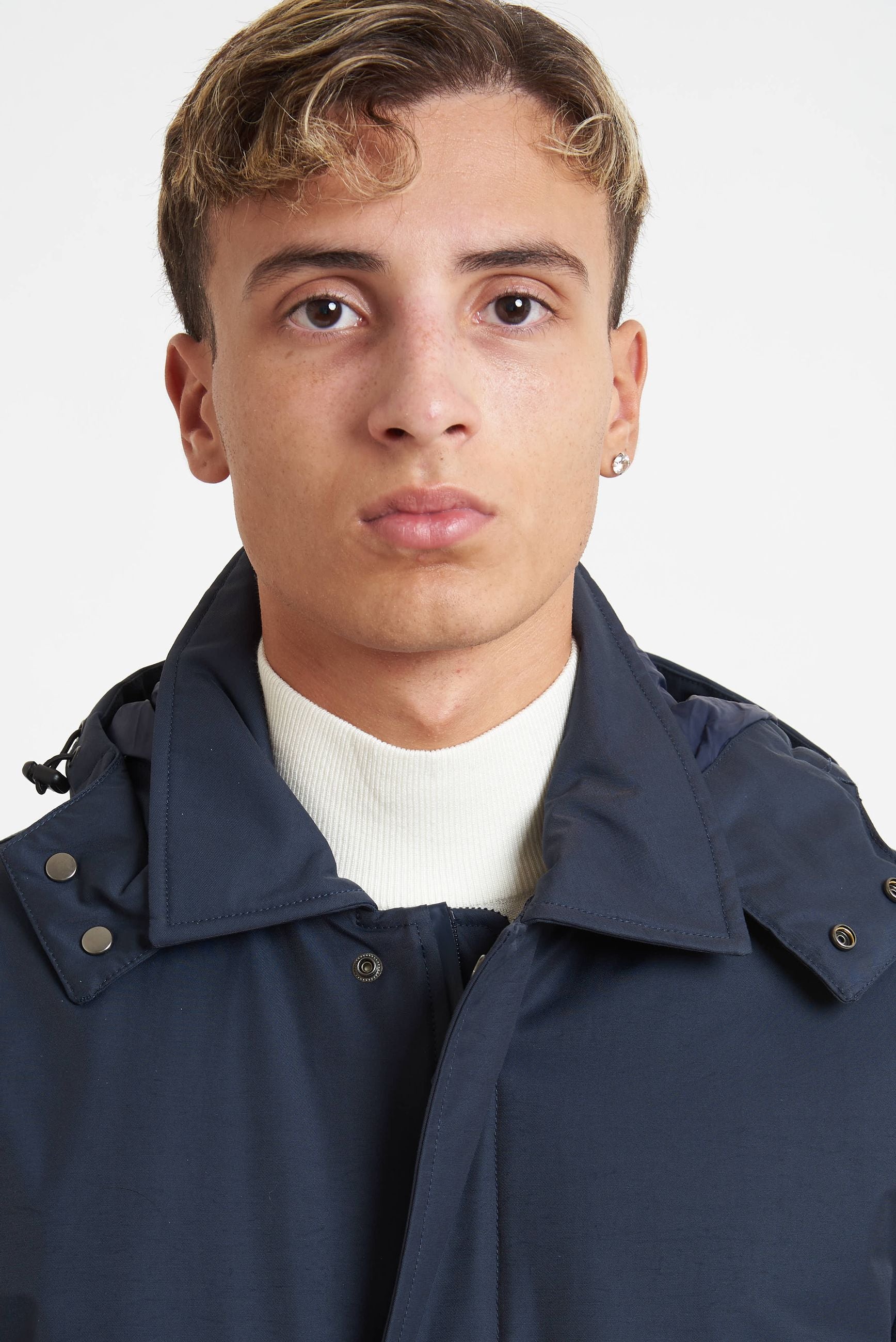 manuel ritz Trench con Cappuccio Imbottito in Microfibra Misto Cotone H8400F