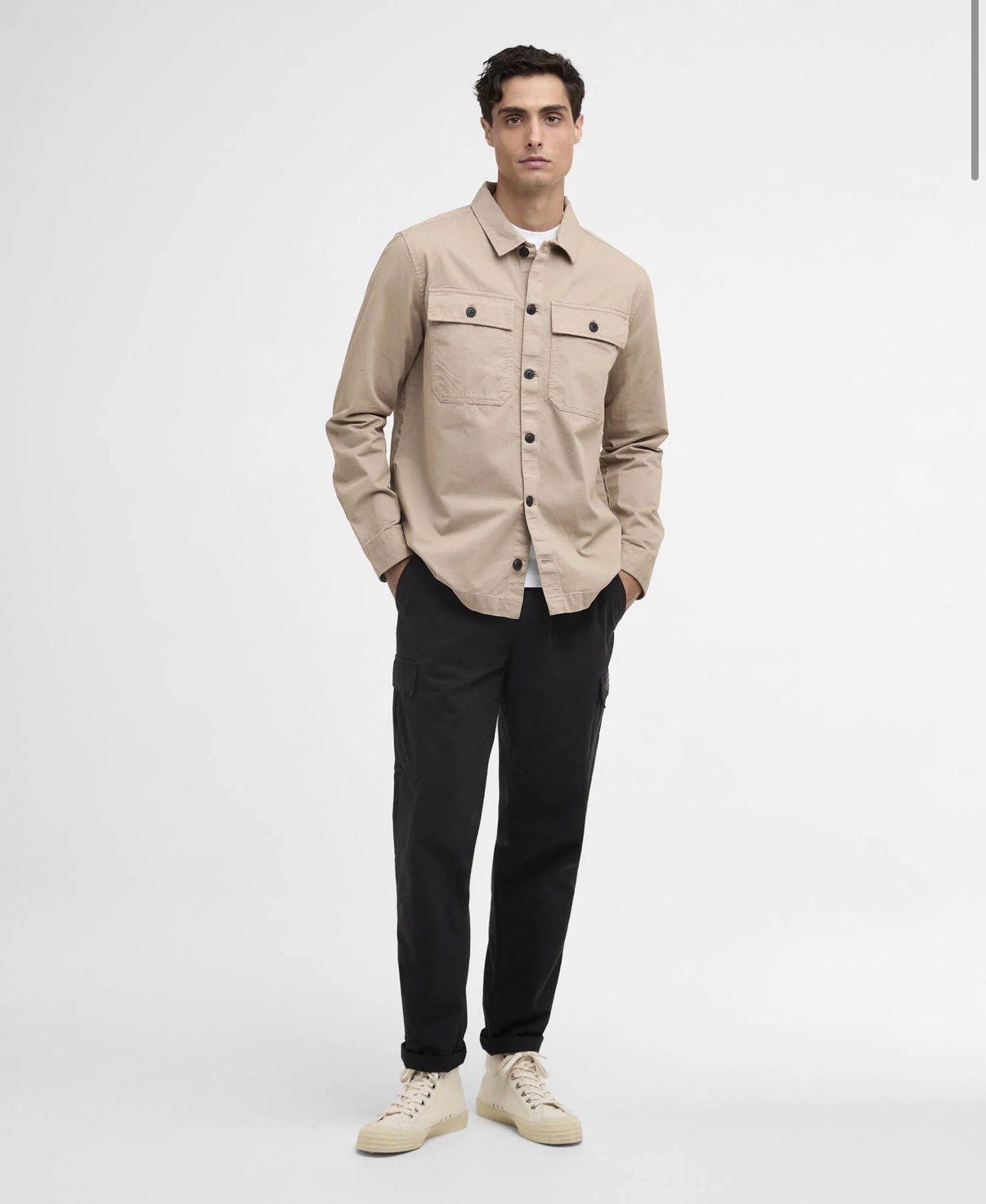 Over Shirt Beige in Cotone con Taschini e Collo Camicia be74 - De Matteo Uomo