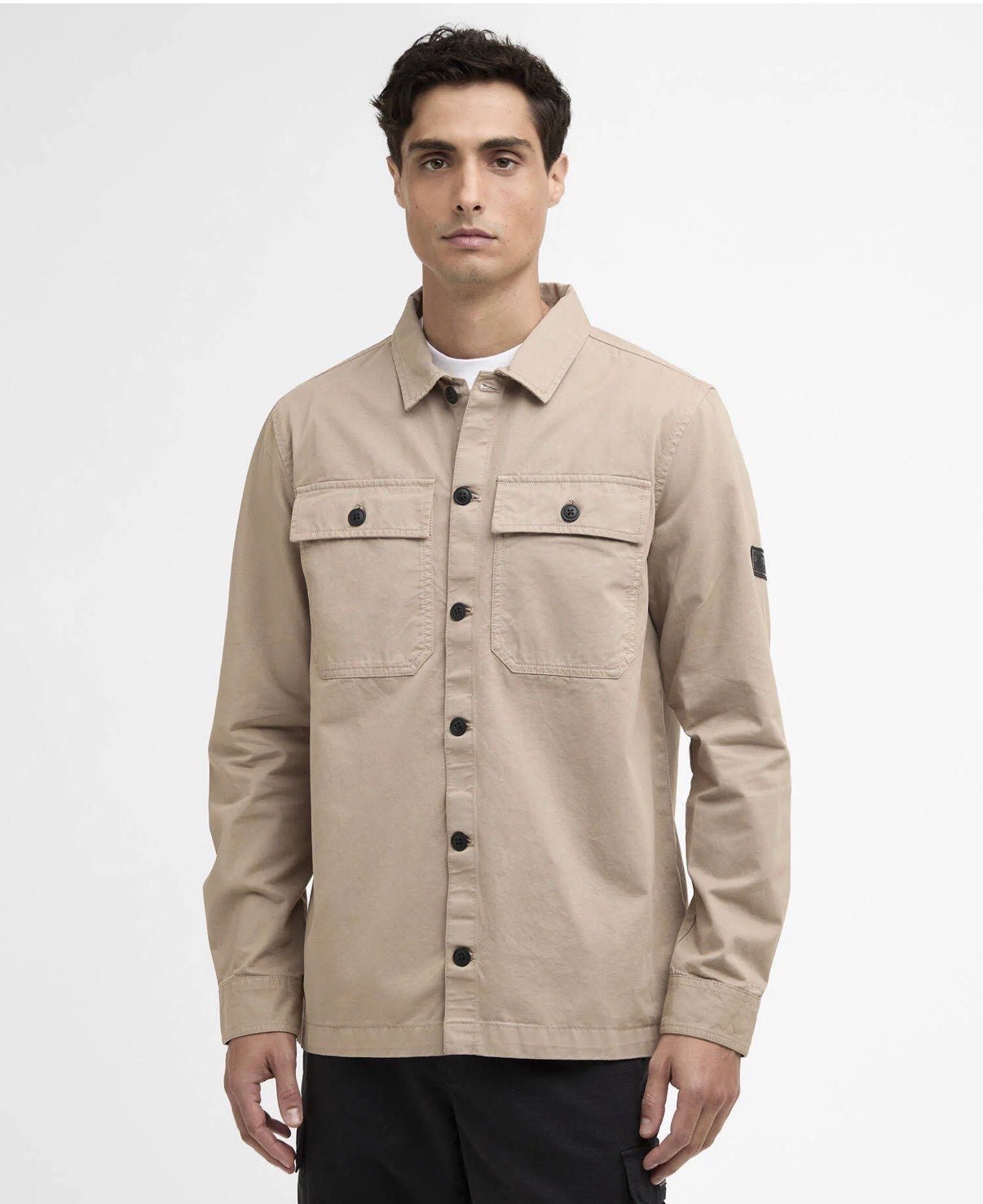 Over Shirt Beige in Cotone con Taschini e Collo Camicia be74 - De Matteo Uomo