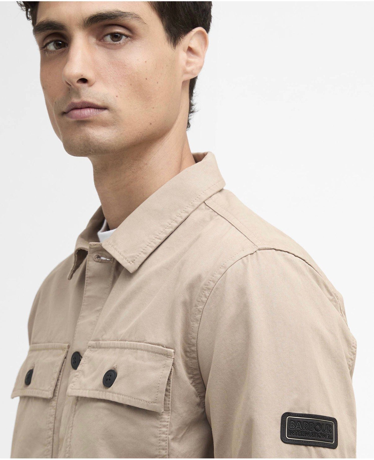 Over Shirt Beige in Cotone con Taschini e Collo Camicia be74 - De Matteo Uomo