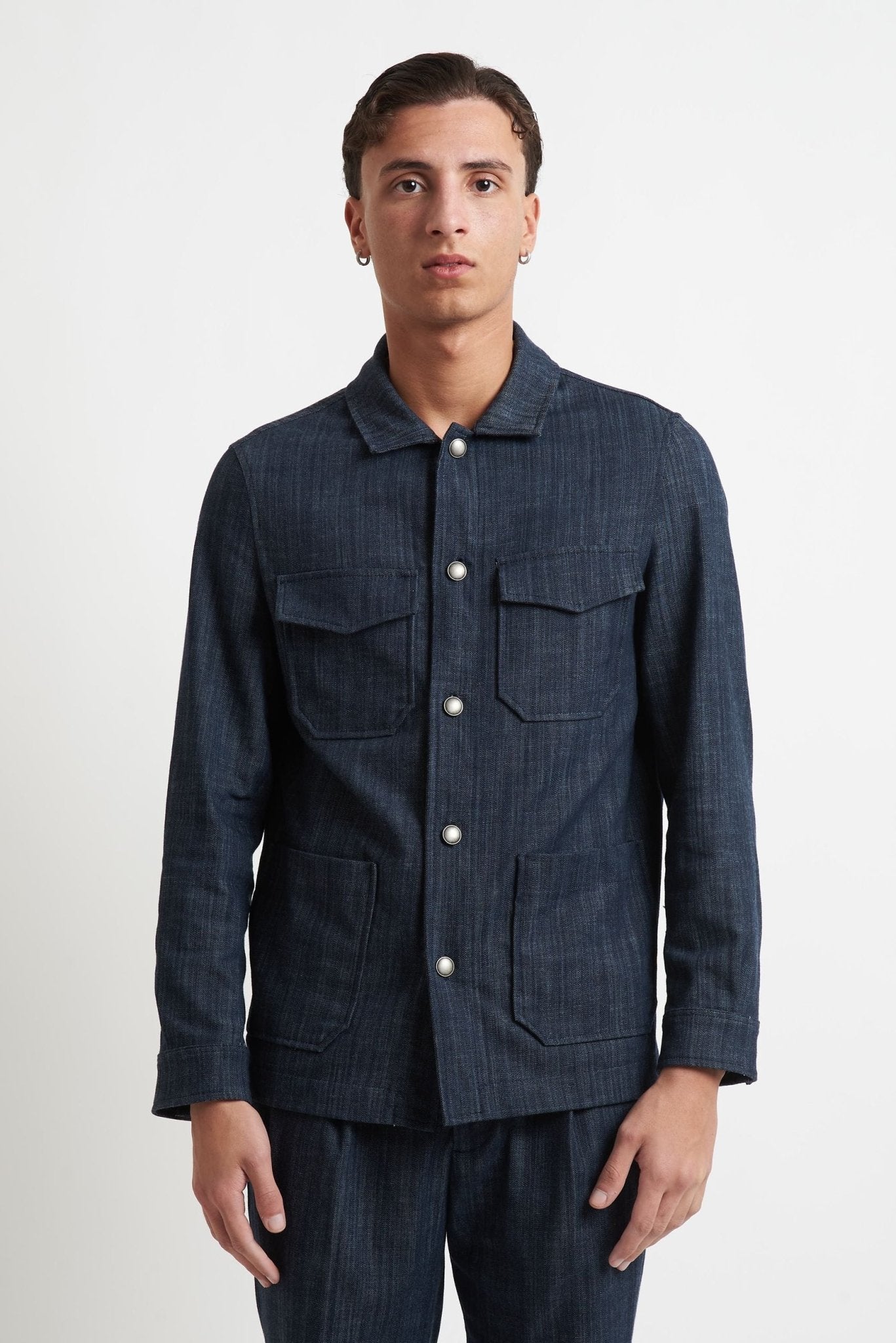 Over Shirt con Tasconi e Chiusura a Bottone - De Matteo Uomo