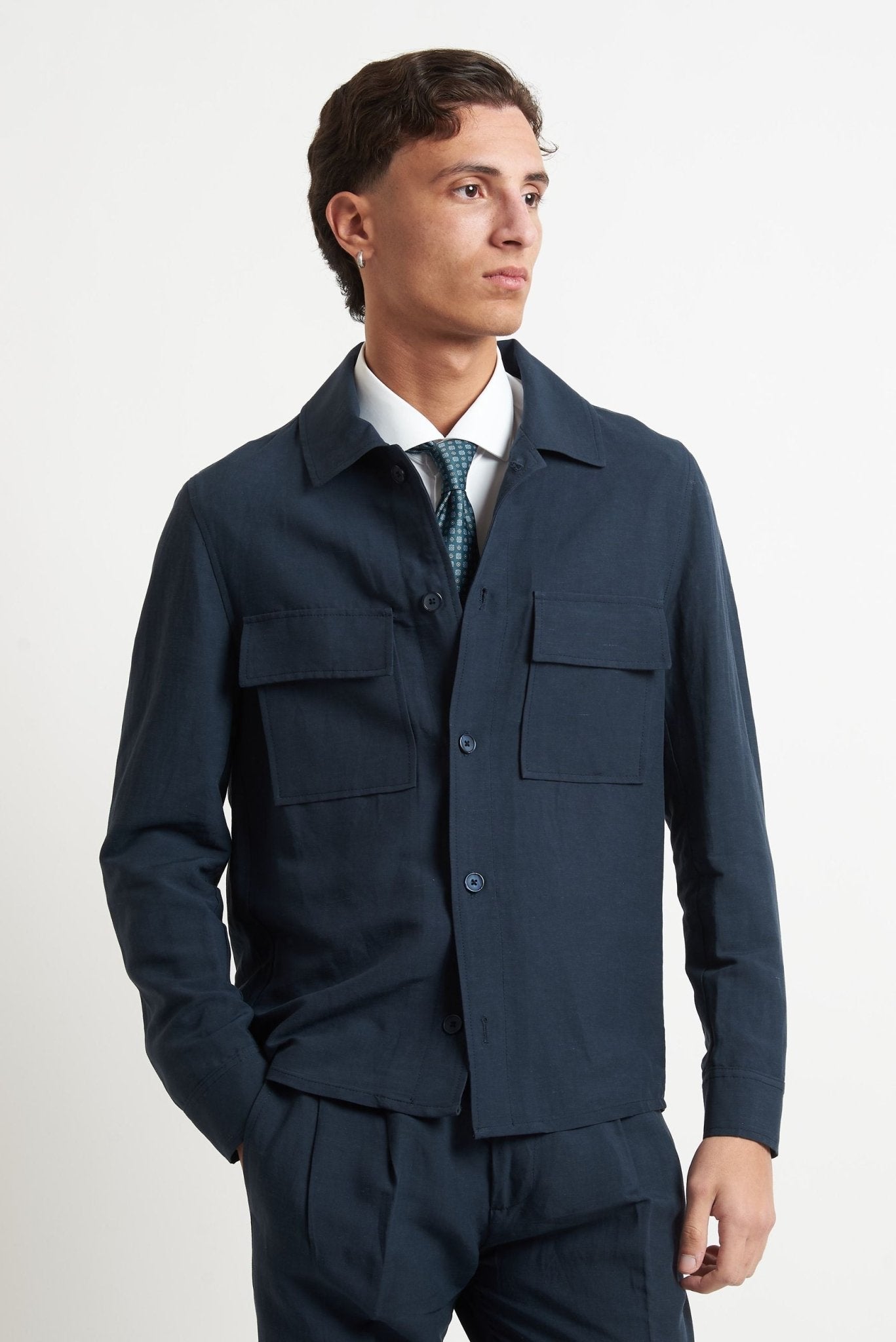 Over Shirt con Tasconi e Chiusura a Bottone - De Matteo Uomo