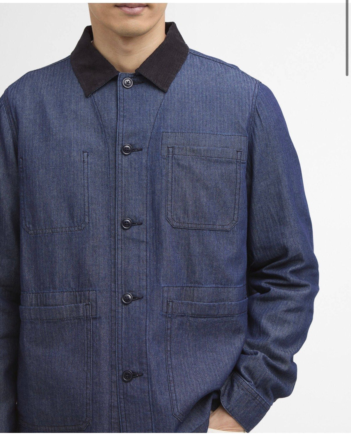 Over Shirt Denim con 4 Tasche e Collo in Velluto Blu Notte bl91 - De Matteo Uomo
