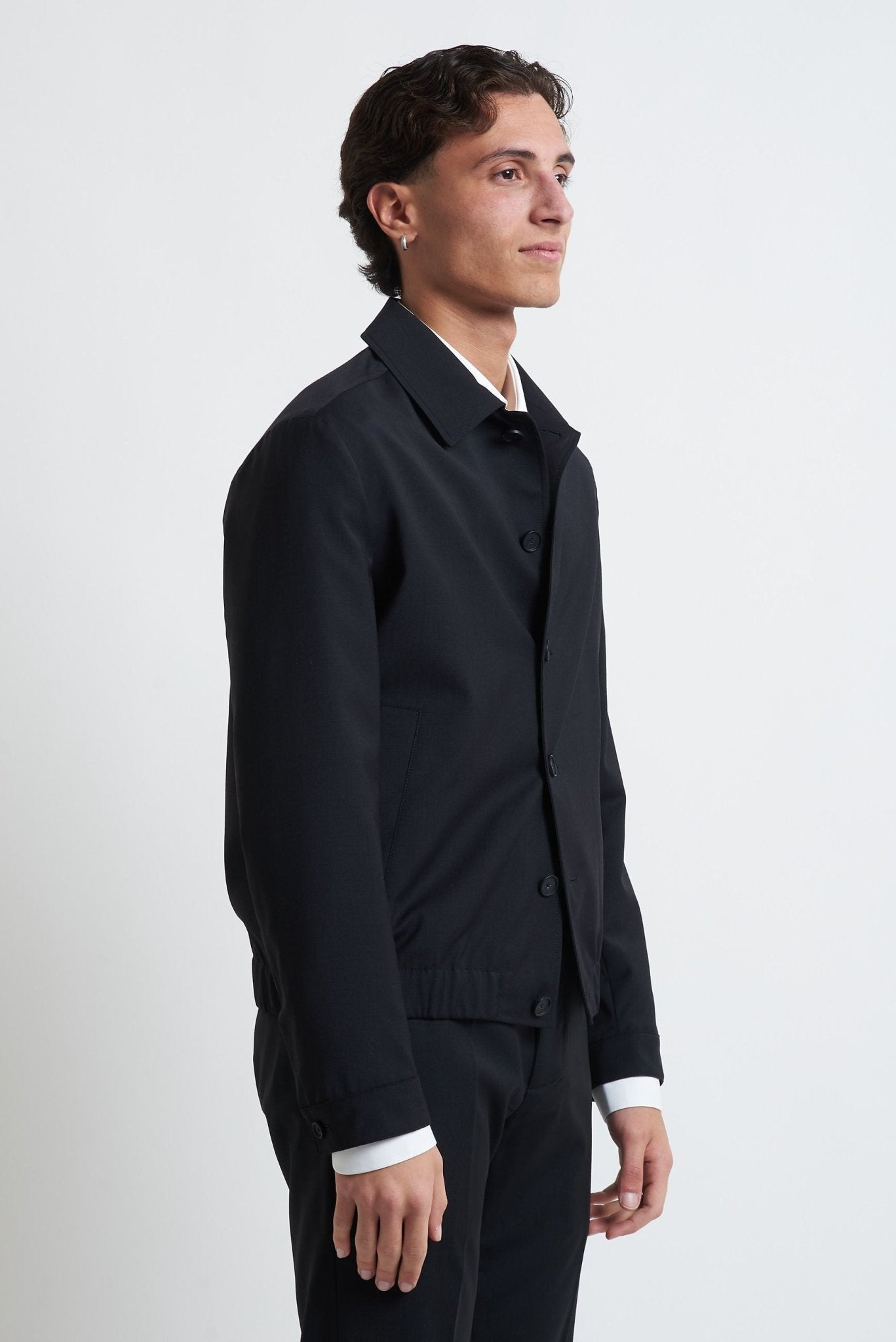 Overshirt in Fresco Lana con Bottoni e Fondo Elasticizzato - De Matteo Uomo