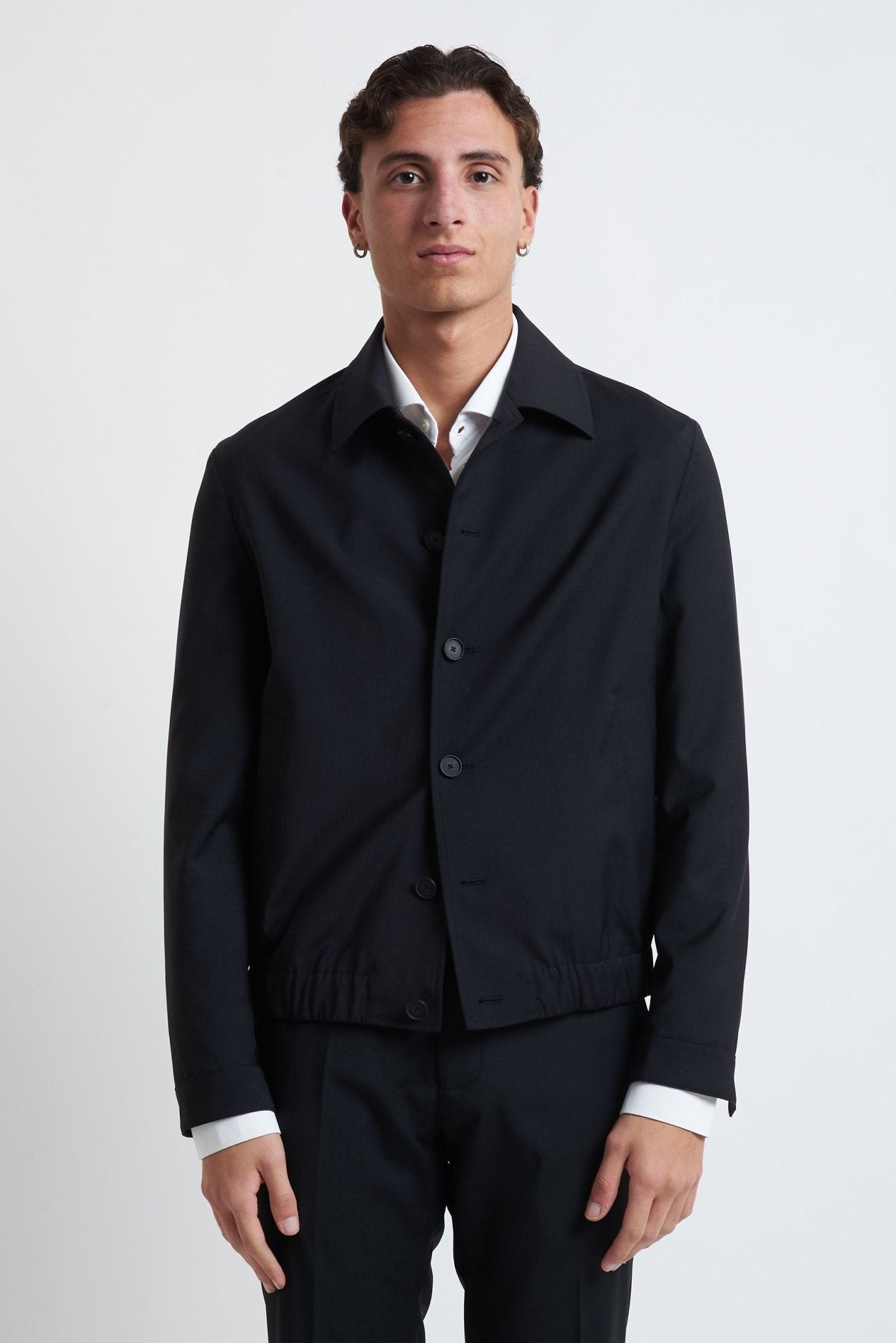 Overshirt in Fresco Lana con Bottoni e Fondo Elasticizzato - De Matteo Uomo