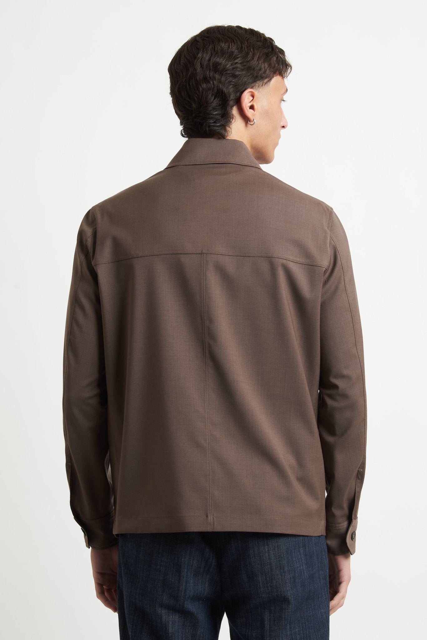 Overshirt in Fresco Lana con Collo Camicia e Tasconi - De Matteo Uomo