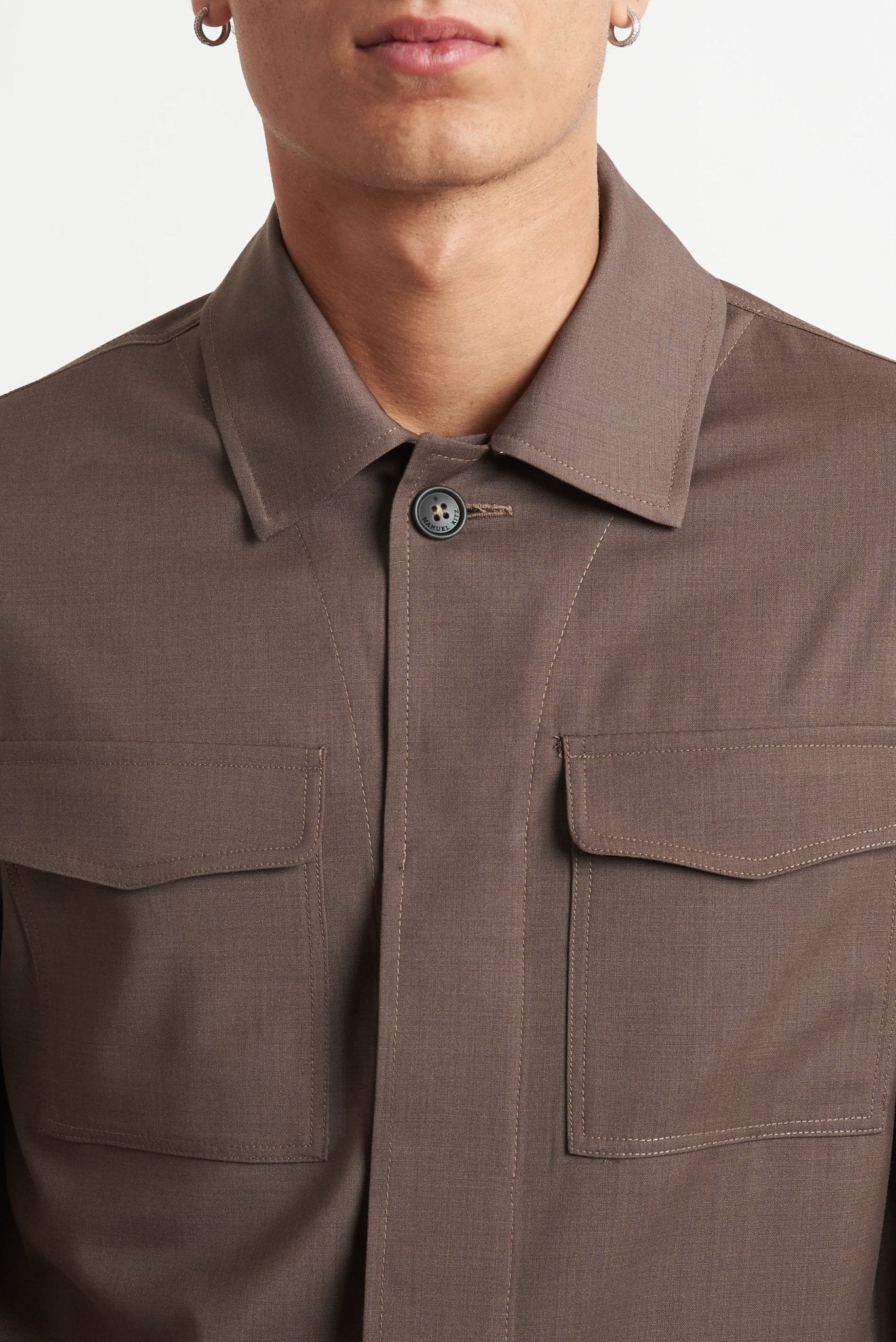 Overshirt in Fresco Lana con Tasconi e Collo Camicia g2558 - De Matteo Uomo