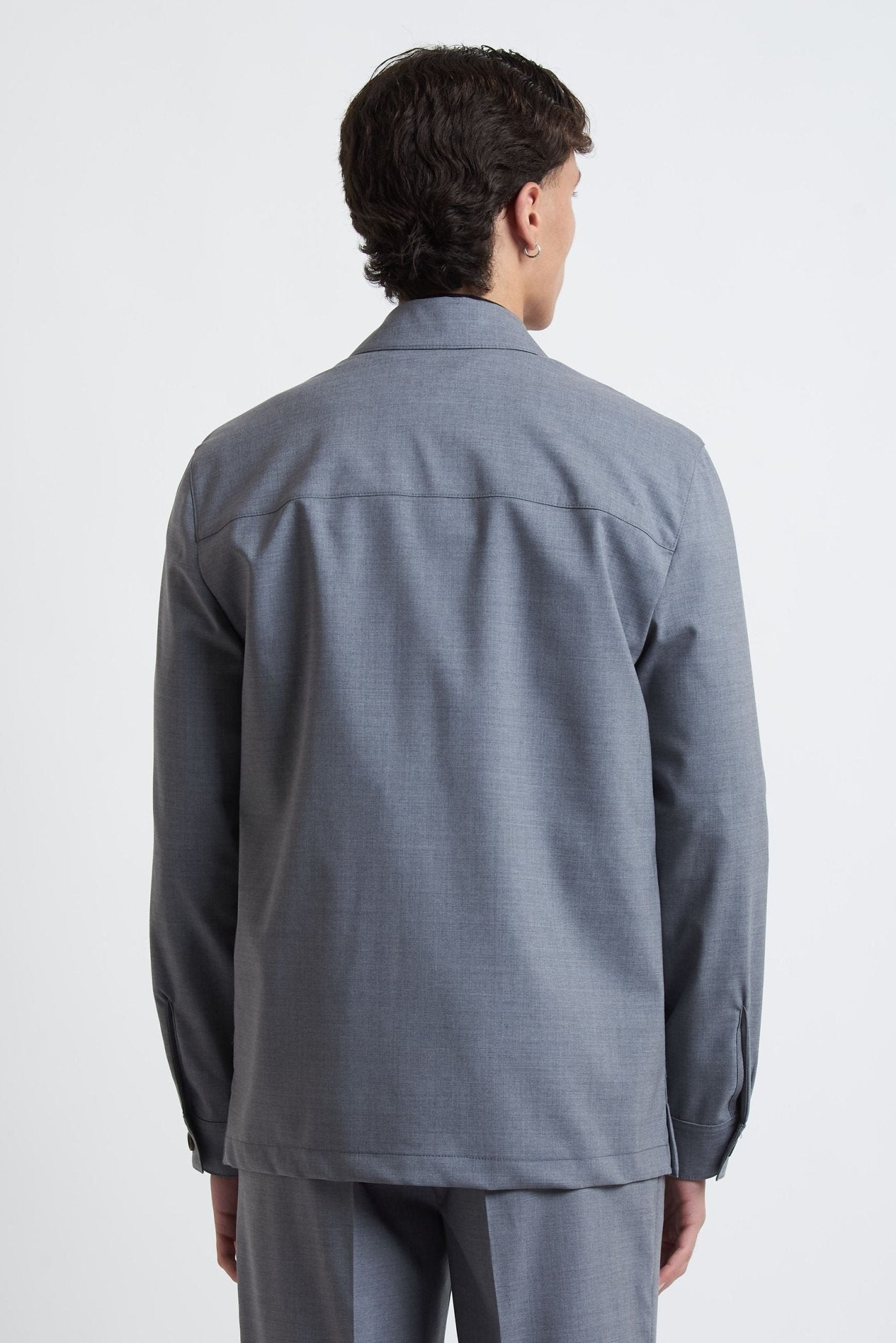 Overshirt Sfoderata in Lana Stretch con Chiusura a Bottoni e Tasche Frontali - De Matteo Uomo