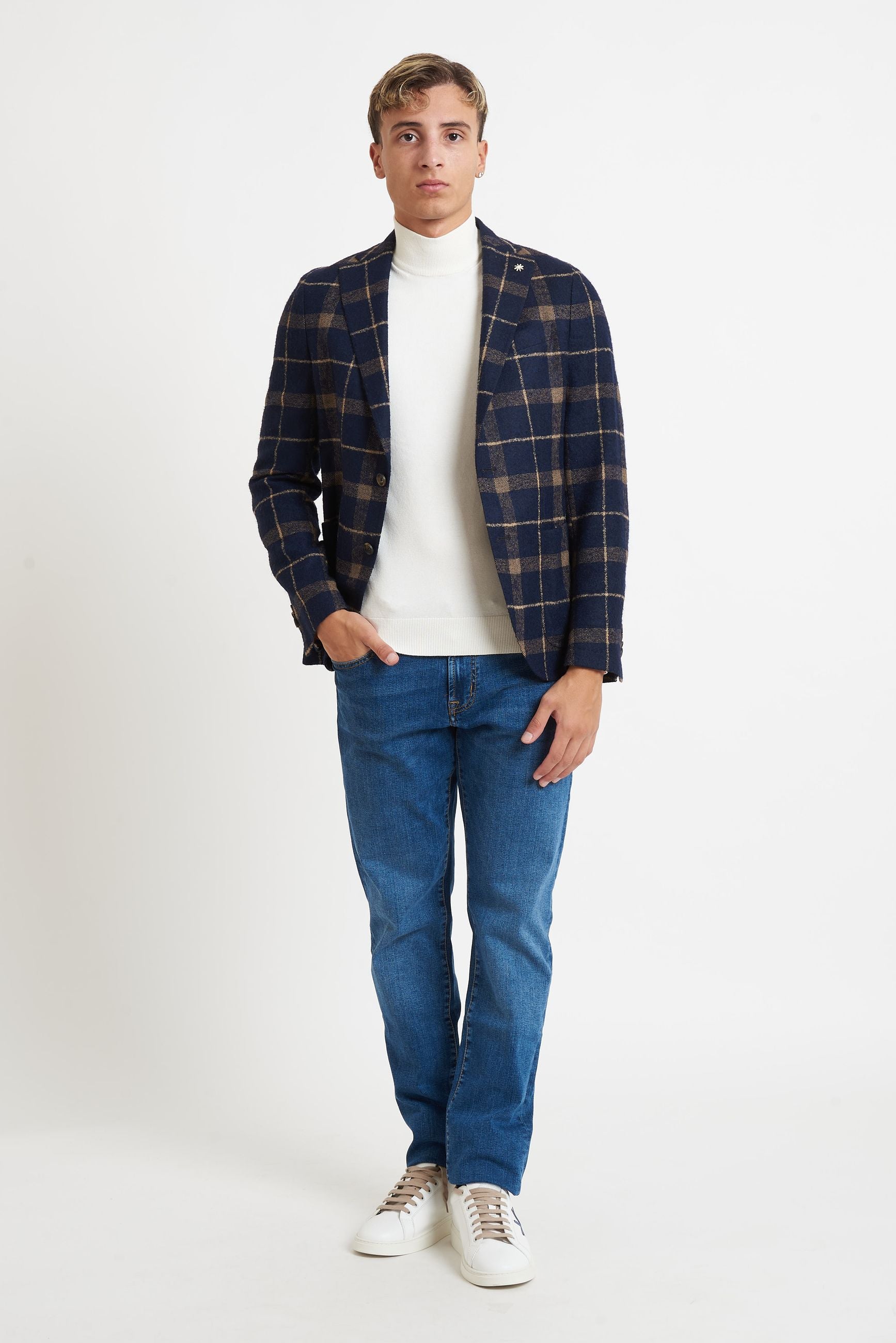 manuel ritz Giacca Drop Otto Semifoderata in Overcheck Misto Lana G2038