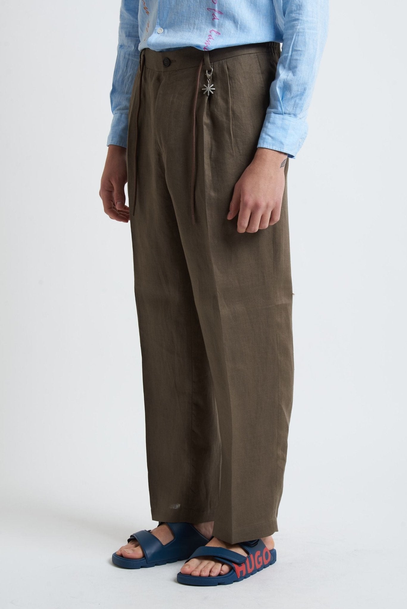 Pantalaccio Coordinato in Lino con Doppia Pence - De Matteo Uomo