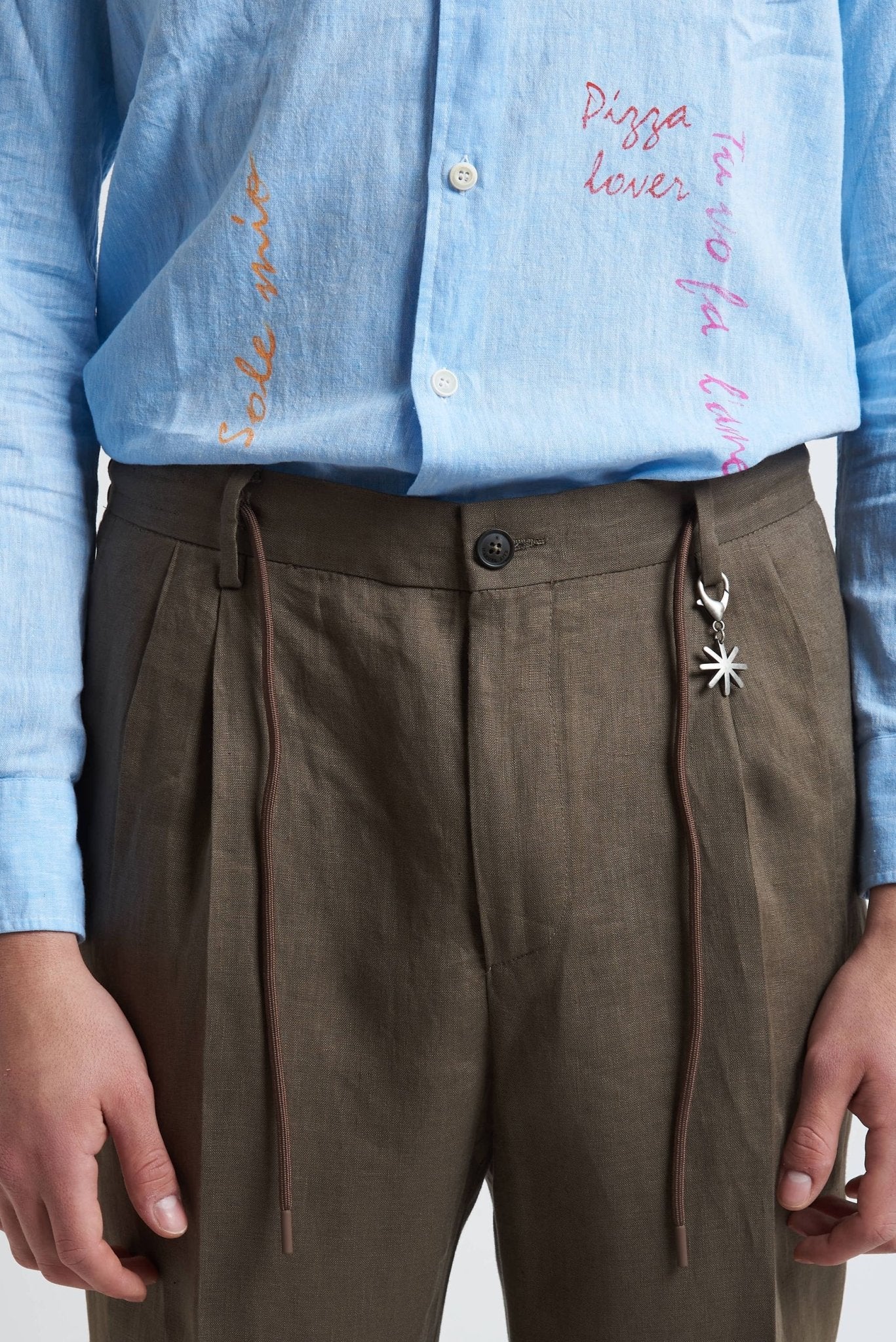 Pantalaccio Coordinato in Lino con Doppia Pence - De Matteo Uomo