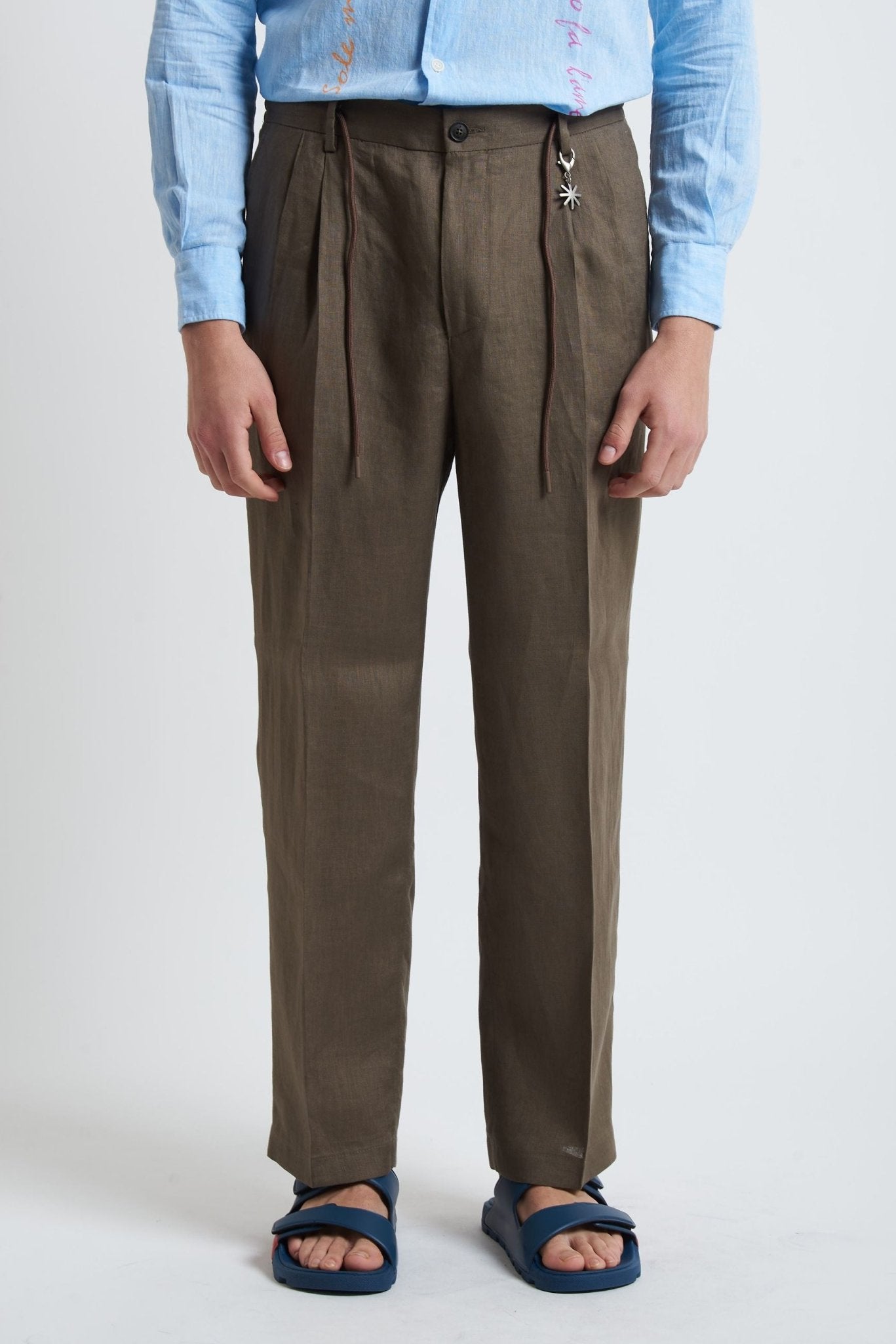 Pantalaccio Coordinato in Lino con Doppia Pence - De Matteo Uomo