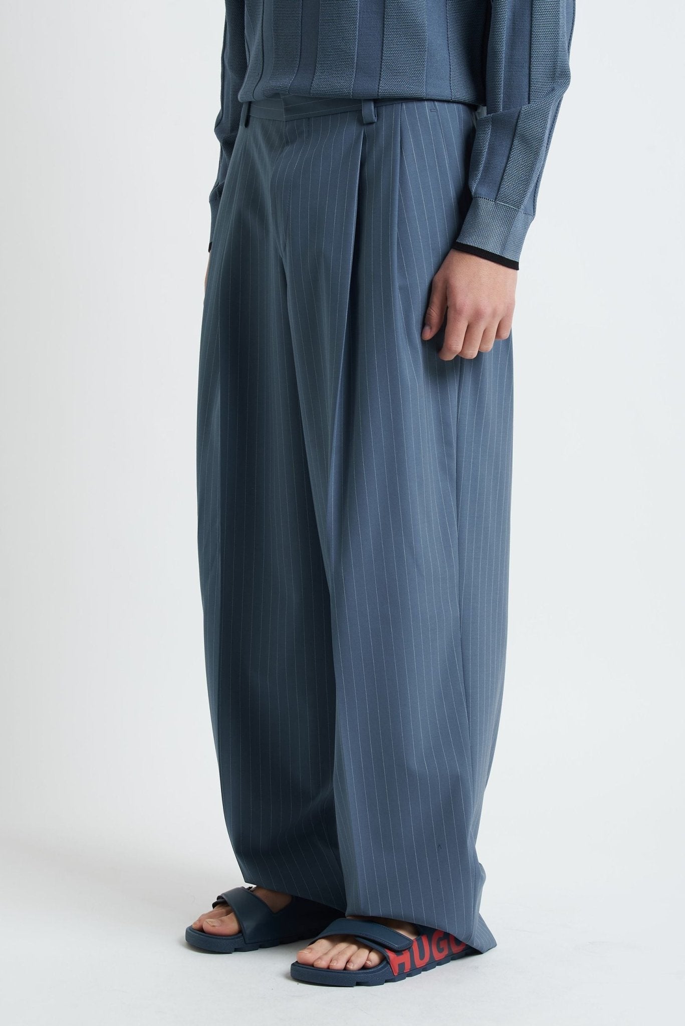 Pantalone a Doppia Pince con Fondo Largo - De Matteo Uomo