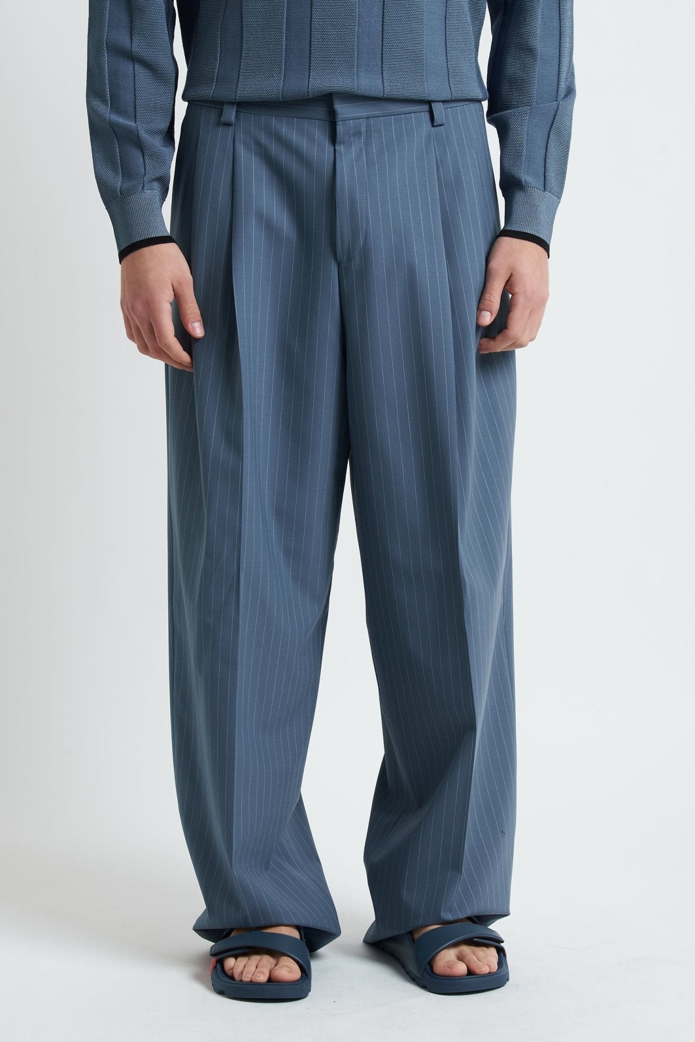 Pantalone a Doppia Pince con Fondo Largo - De Matteo Uomo