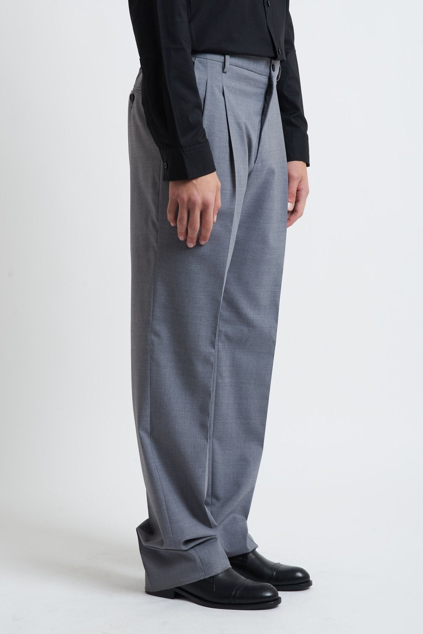 Pantalone Baggy Fit a 2 Pence in Lana con Tasche America - De Matteo Uomo