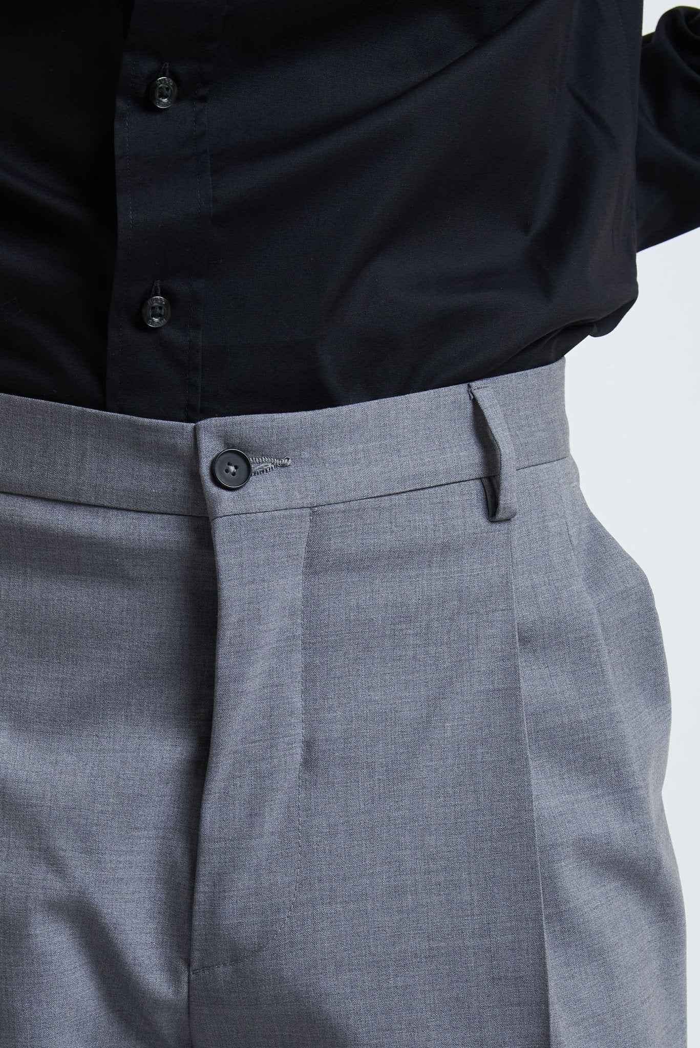 Pantalone Baggy Fit a 2 Pence in Lana con Tasche America - De Matteo Uomo