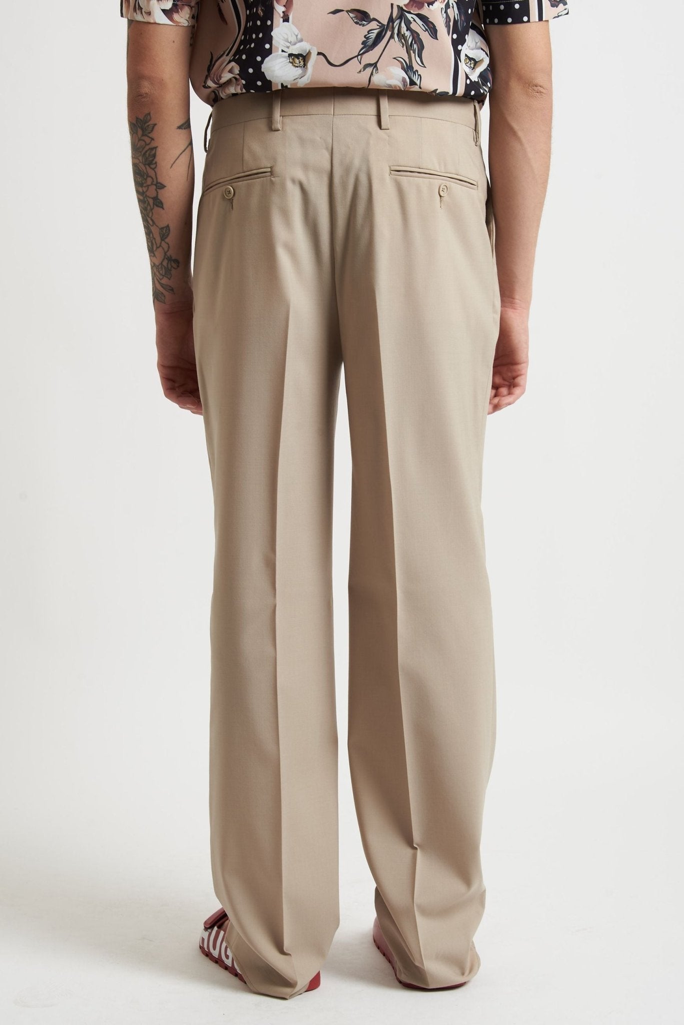 Pantalone Baggy Fit in fresco Lana con Due Pince e Tasche America - De Matteo Uomo