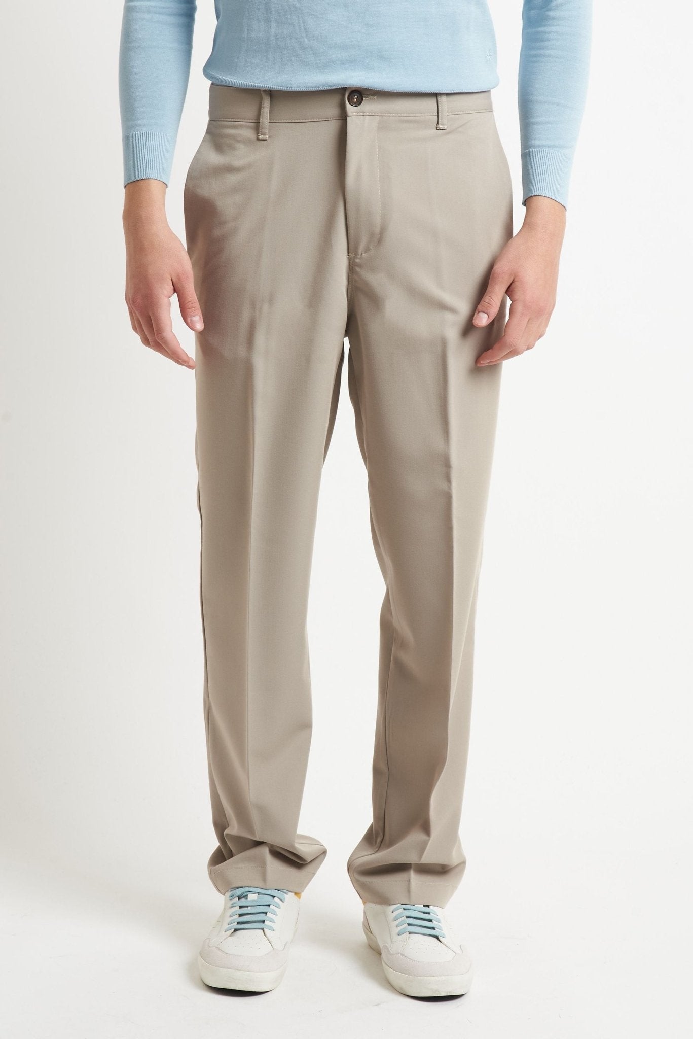 Pantalone Basic a Fondo Largo con Chiusura Zip e Bottone - De Matteo Uomo